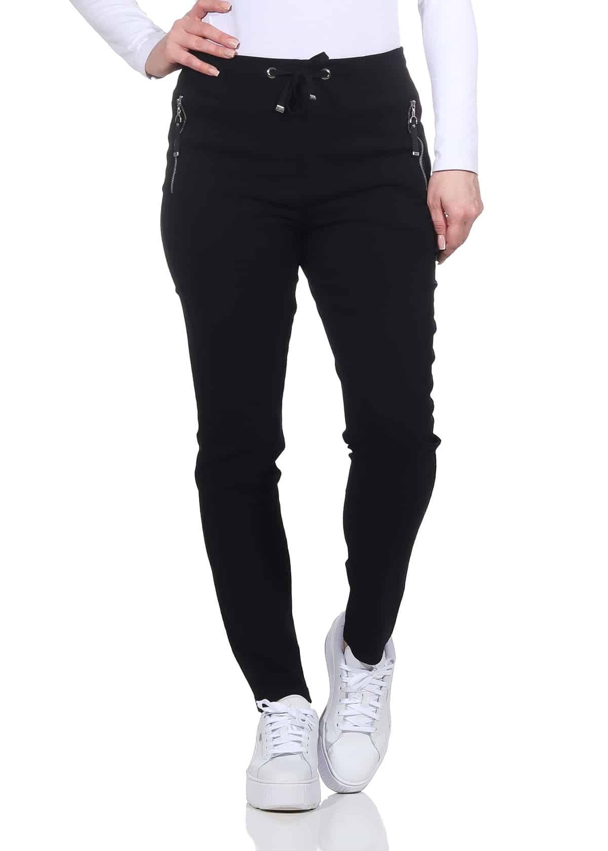 Alica Collection Chinohose Schlupfhose Damen Stretch Hose leichte Sommerhose - Kurzgröße mit Gummibund & Kordelzug, in großen Größen erhältlich