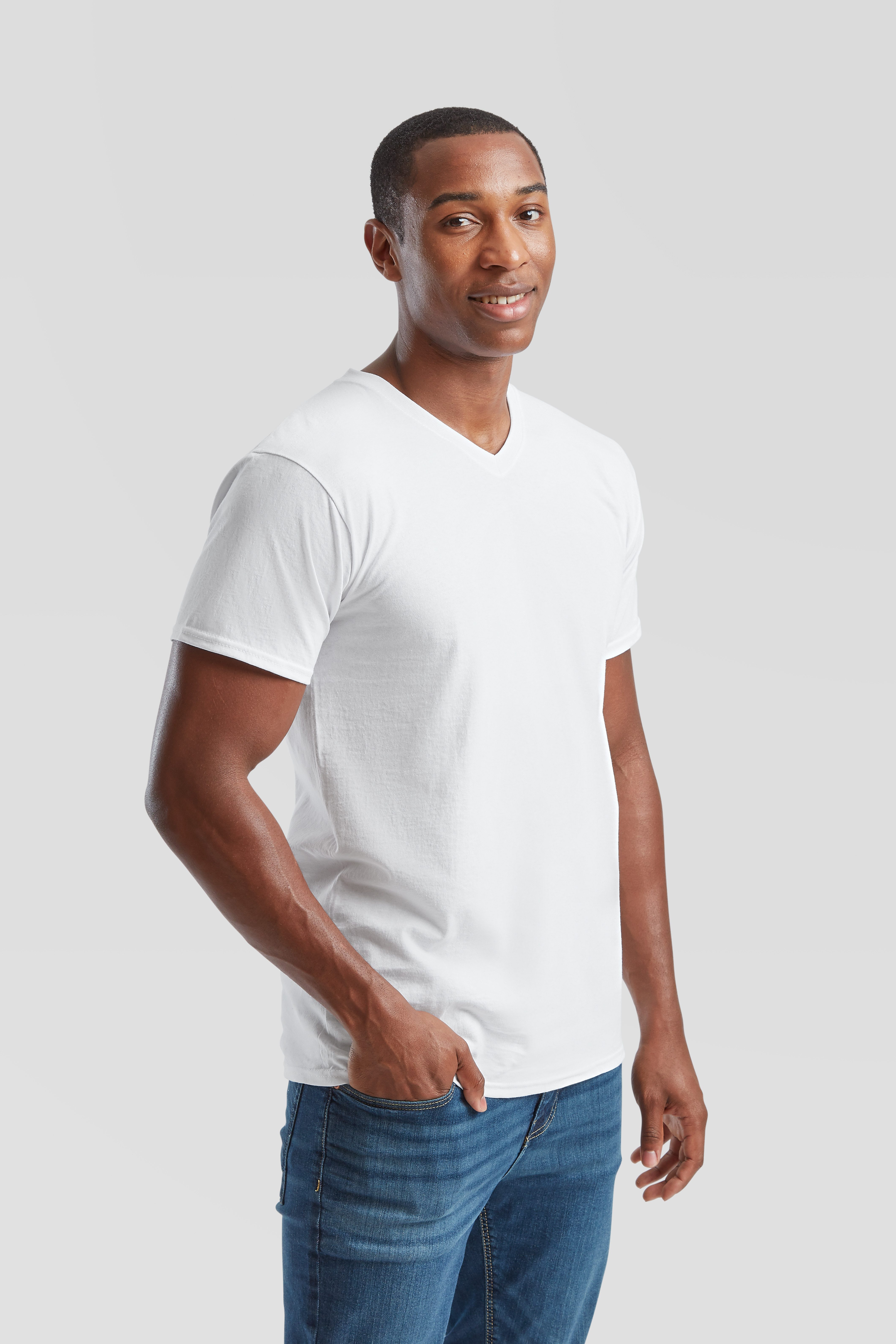 Fruit of the Loom T-Shirt (Packung, 6-tlg) aus Baumwolle, V-Ausschnitt, 6-teilig