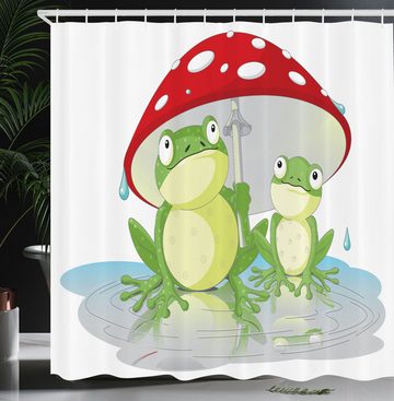 Abakuhaus Duschvorhang Moderner Digitaldruck mit 12 Haken auf Stoff Wasser Resistent Breite 175 cm, Höhe 180 cm, Frösche Tier in der Pilz-Regenschirm