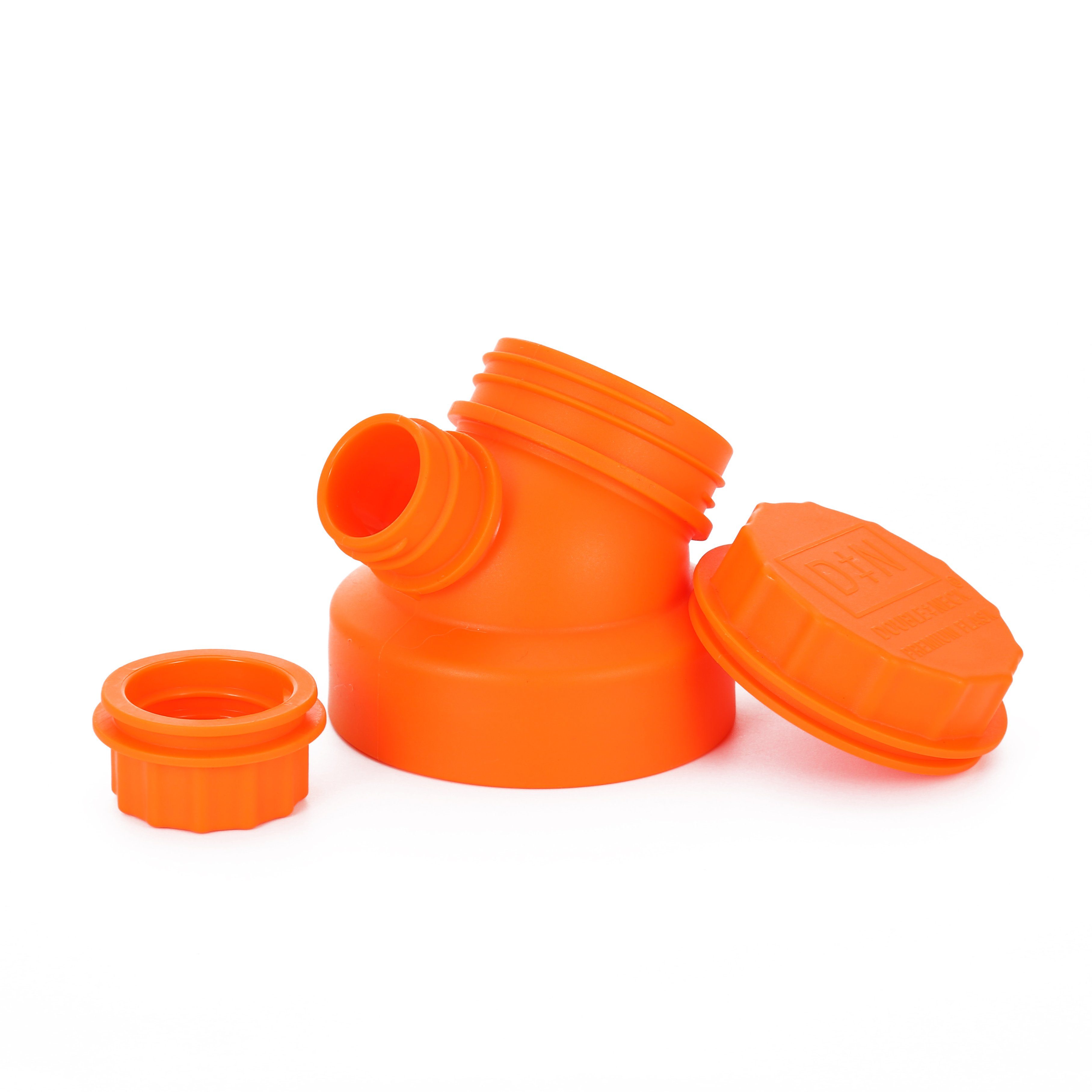 JN JuNiki´s Trinkflasche Der geniale Double Neck® Deckel - in Deutschland entwickelt & international zum Patent angemeldet, Für Weithalstrinkflaschen aus Edelstahl & Borosilikatglas von JuNiki´s® (passend auch für Hydro Flask) Orange