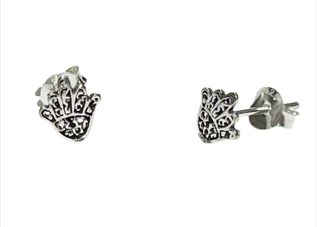 Paar Ohrstecker „HamsaLight“ Fatimas Hand 925er Silber – ca. 7 x 6 mm