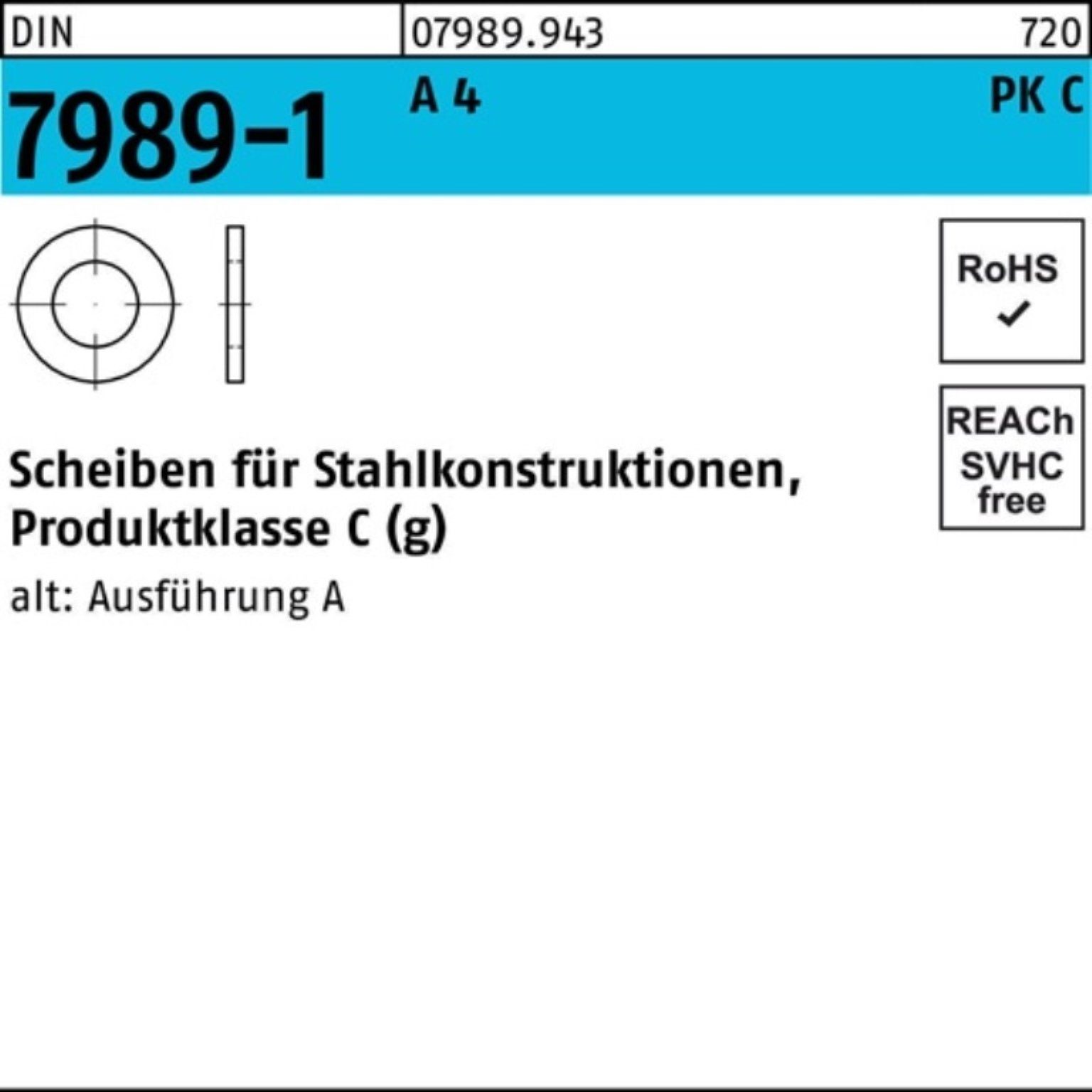 7989-1 50 Stück Unterlegscheibe Reyher 24x8 12/13,5x DIN Pack Unterlegscheibe 4 DIN A 100er