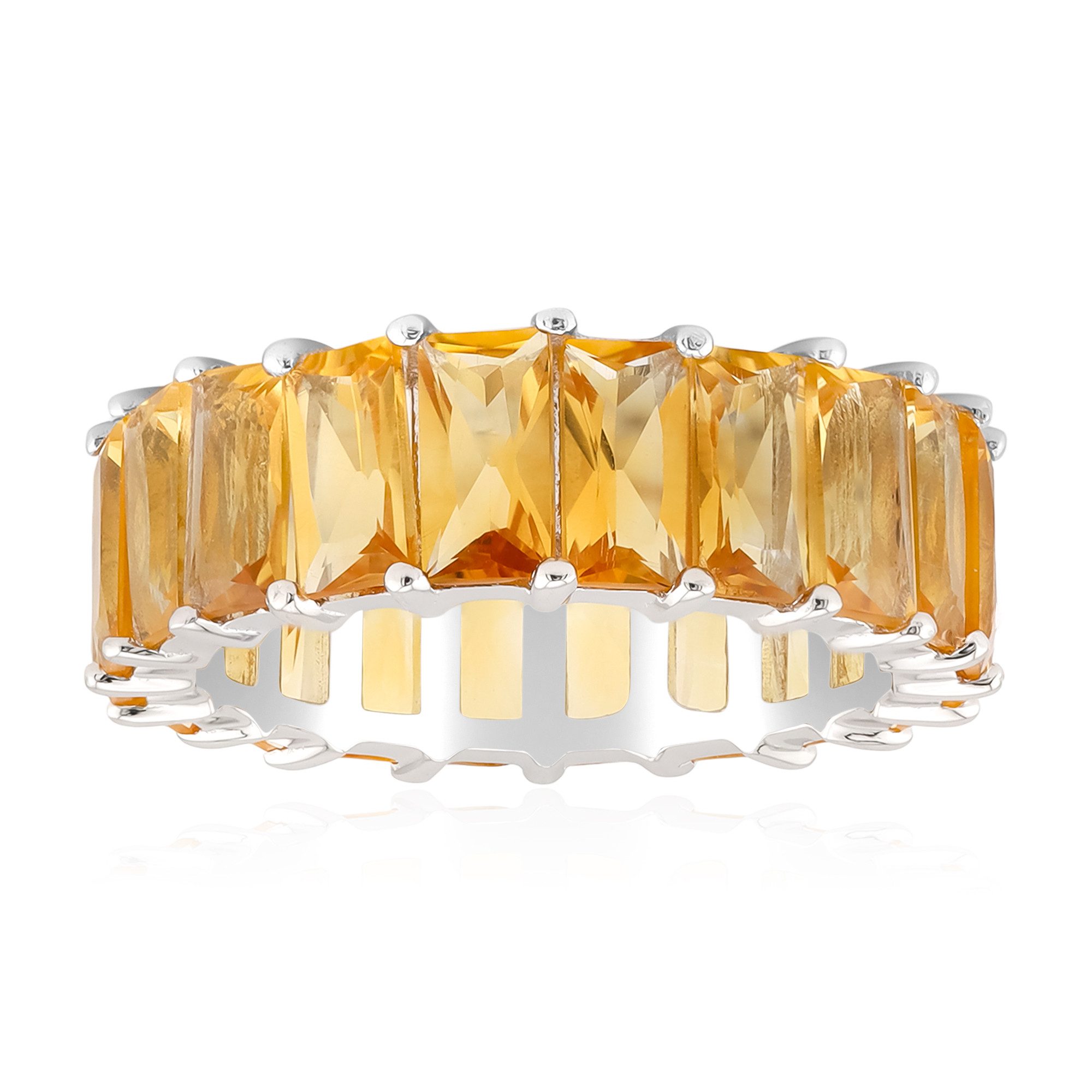 Cavill Silberring Cavill Ring 5,89 ct Citrin Baguette-Schnitt 925 Silber Rhodiniert (1-tlg)