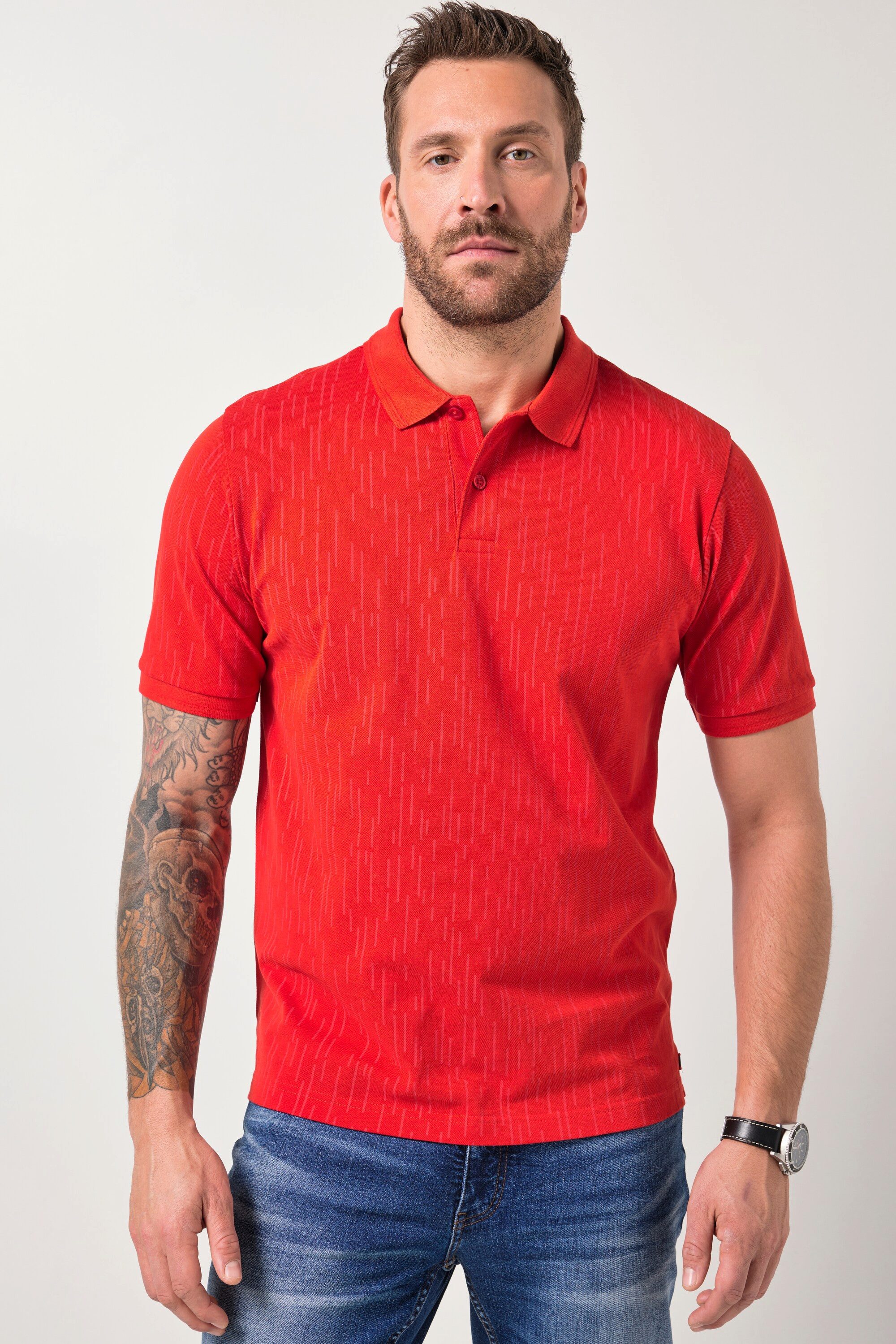 Poloshirt Poloshirt Halbarm Piqué Alloverdruck bis 8 XL