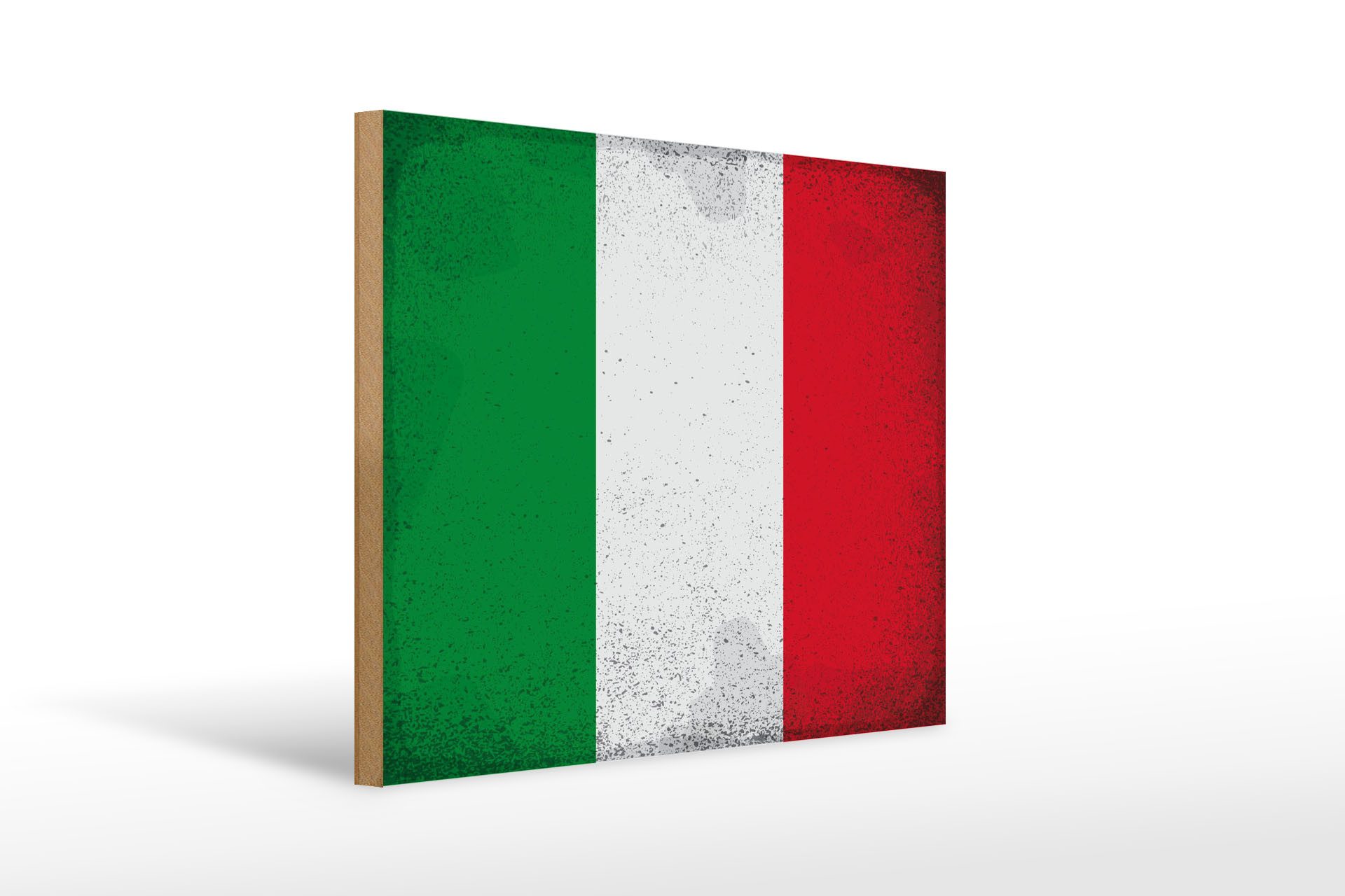 Femer GmbH Holzbild Flagge Italien 40x30cm Flag of Italy Vintage, Flaggen (1 St), Glatte Holzfaserplatte (MDF), vorn beschichtet