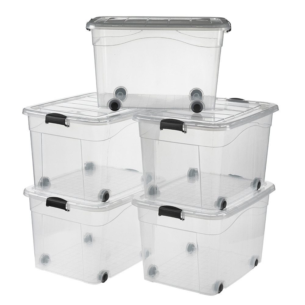 Logiplast Aufbewahrungsbox Aufbewahrungsbox 100 l mit Rädern und Deckel, transparent, 690 x 515 x