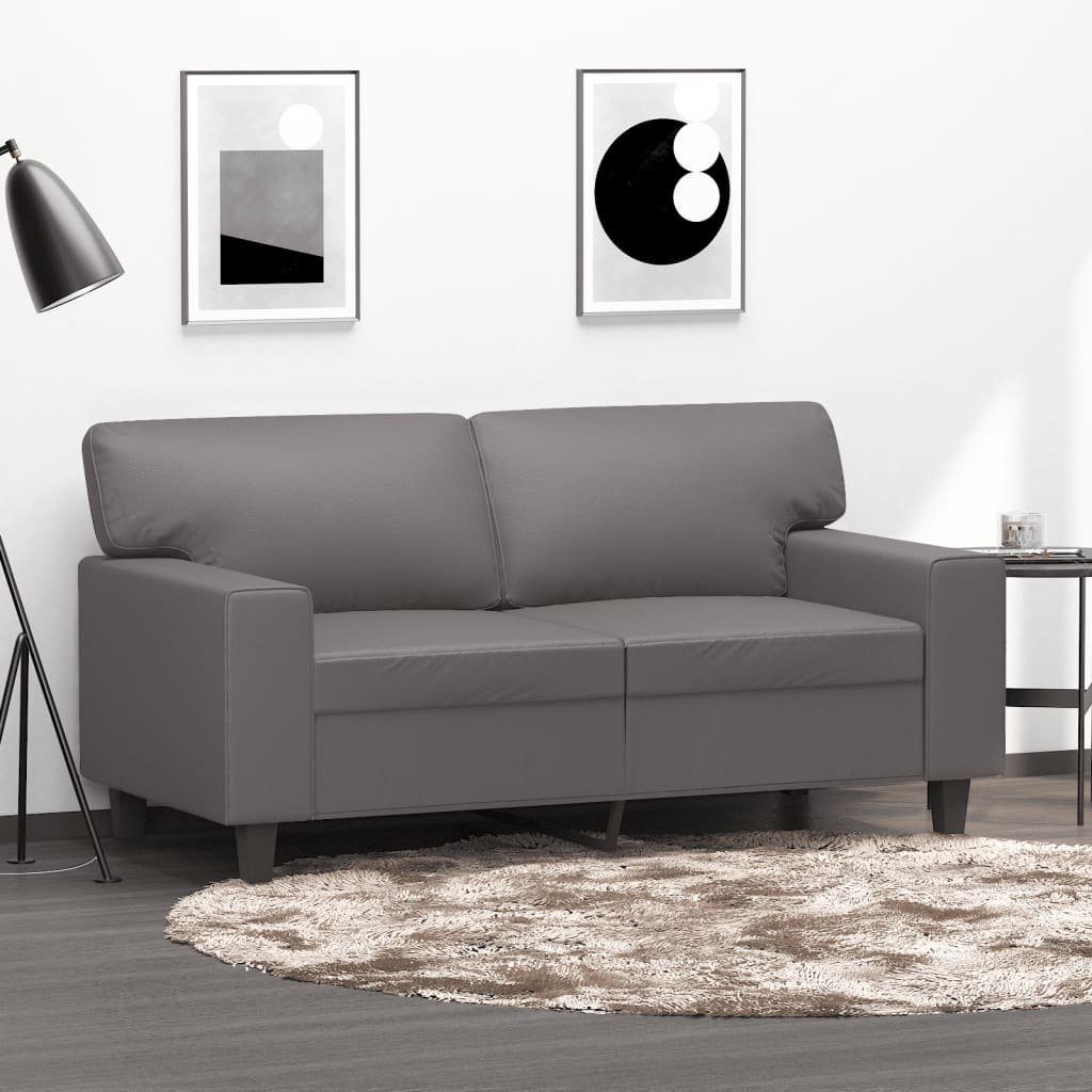 vidaXL Sofa 2-Sitzer-Sofa Grau 120 cm Kunstleder