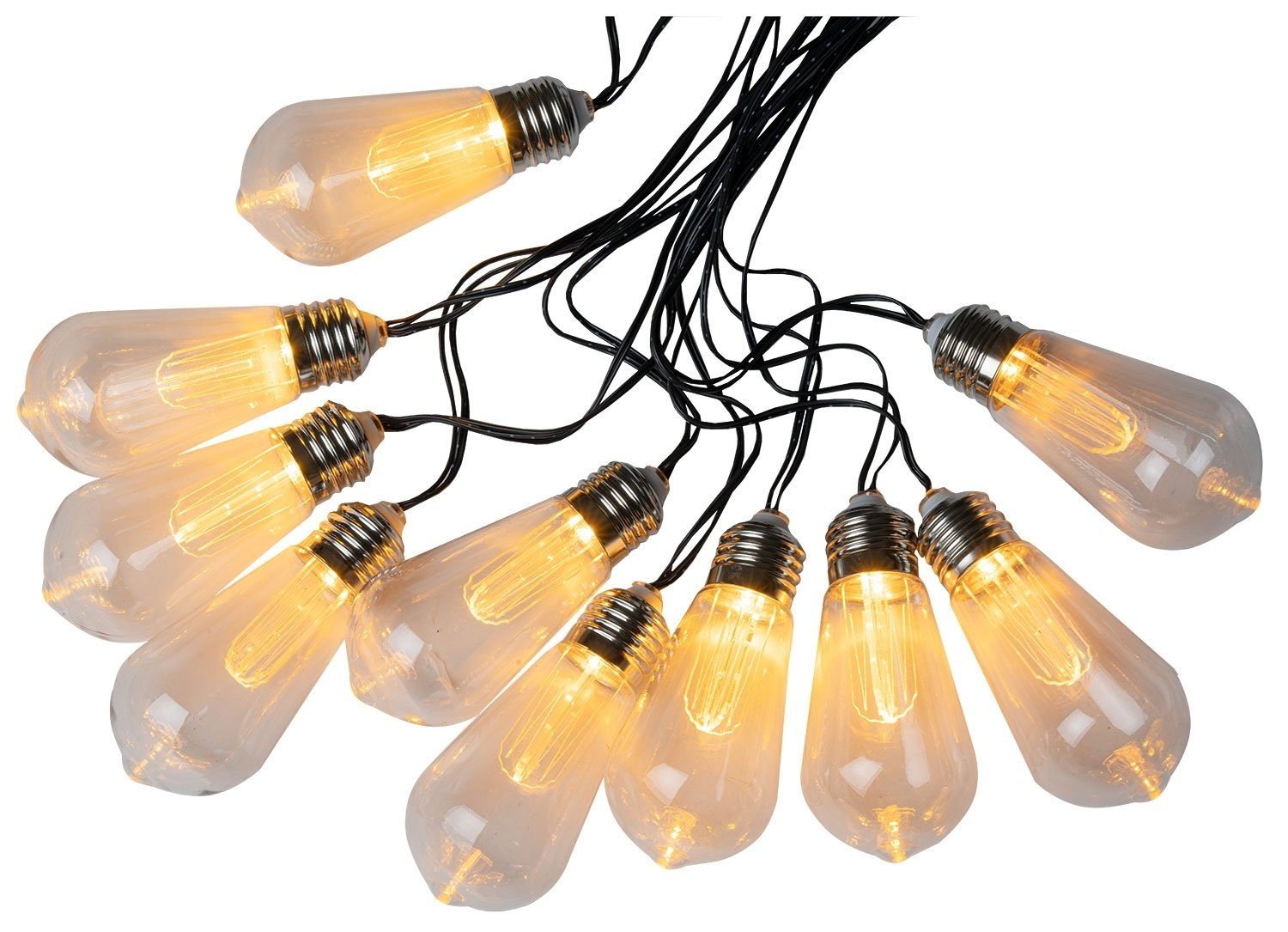 LED-Lichterkette BILLASTRA, Länge 5 Meter, Schwarz, Transparent, 10-flammig, Kunststoff, Spritzwassergeschützt IP44, Timerfunktion