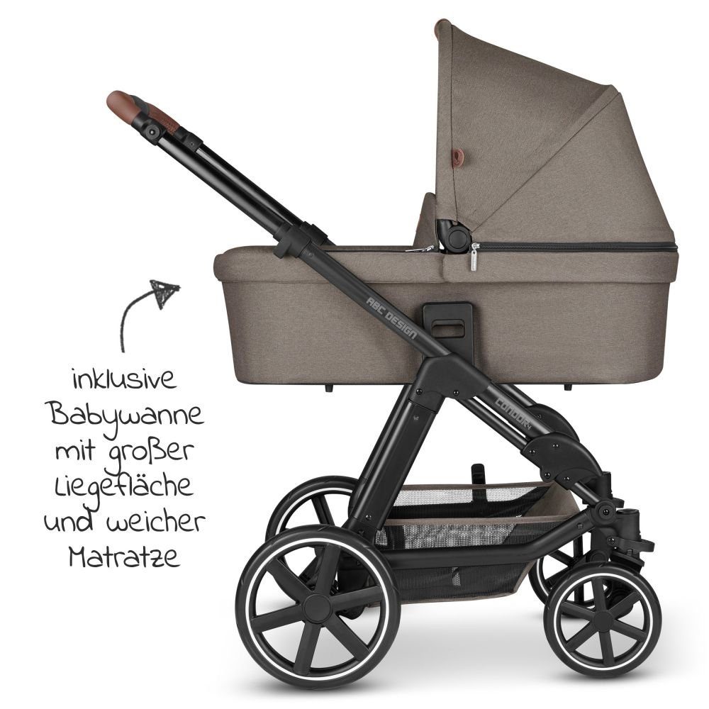 ABC Design Kombi-Kinderwagen Condor 4 - Fashion Edition - Nature, (7-tlg),  2in1 Kinderwagen Buggy Set inkl. Babywanne, Sportsitz, Regenschutz & Zubehör