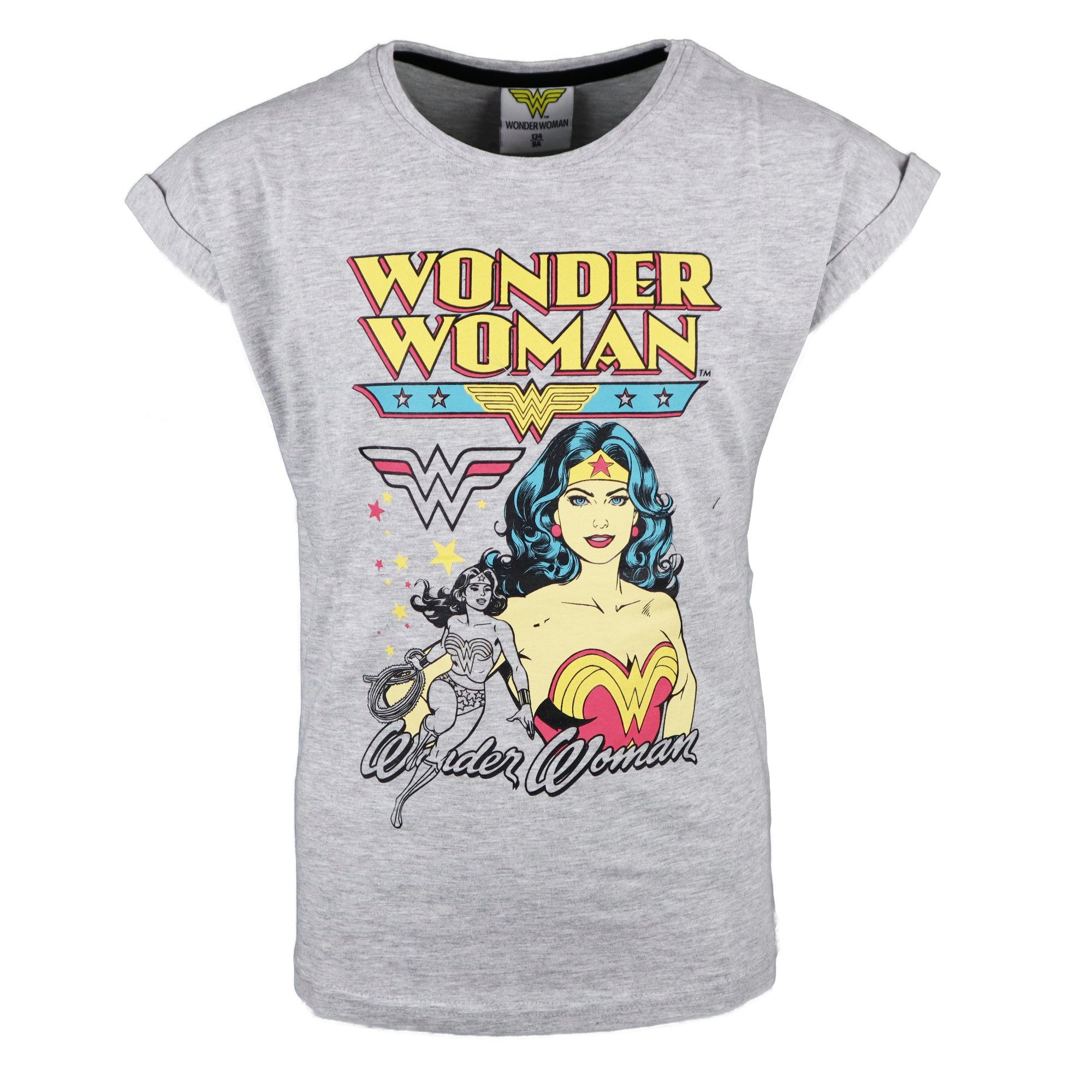 DC Comics T-Shirt DC Wonder Woman Classic Mädchen T-Shirt Gr. 134 bis 164, Grau oder Weiß