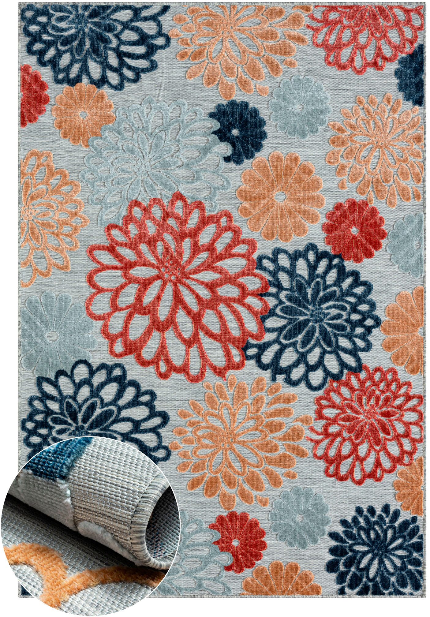 OTTO home Outdoorteppich Tamsin, LAGERRÄUMUNG!, rechteckig, Höhe: 8 mm, Hoch-Tief Effekt, In- und Outdoor geeignet, Terrasse & Balkon