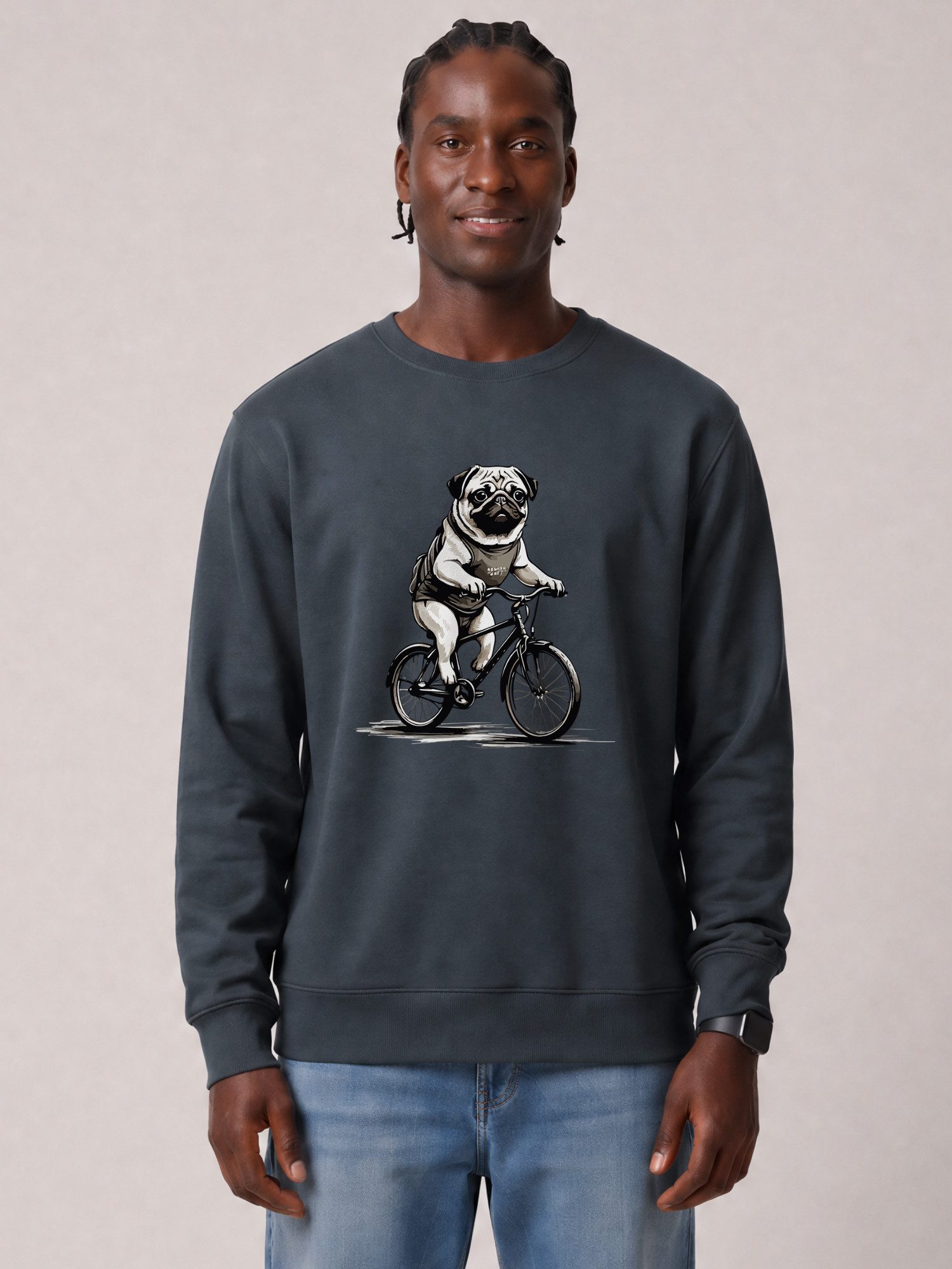 wat? Apparel Sweatshirt Mops auf Fahrrad