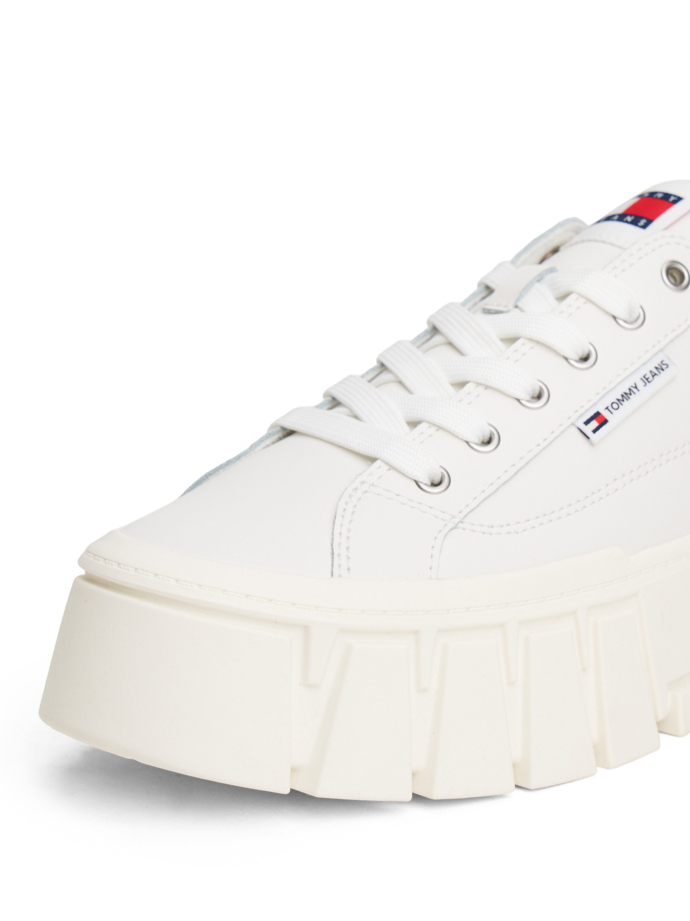 Tommy Jeans TJW VULC FLATFORM LEATHER Plateausneaker, Freizeitschuh, Halbschuh, Schnürschuh mit dezenten Ziernähten