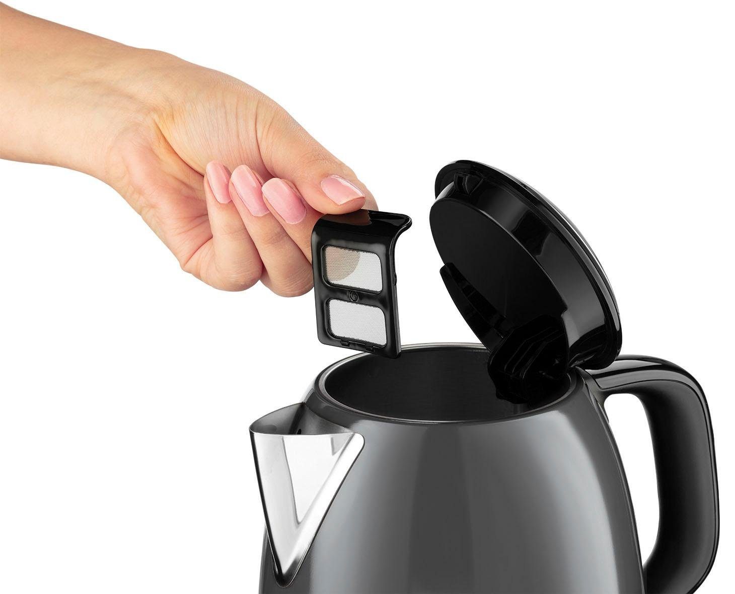 RUSSELL HOBBS Wasserkocher Colours plus grau 24993-70, 1 l, 2400 W, klein, 2400W, Schnellkochfunktion, Kalkfilter, Reisewasserkocher – Bild 5 von 5