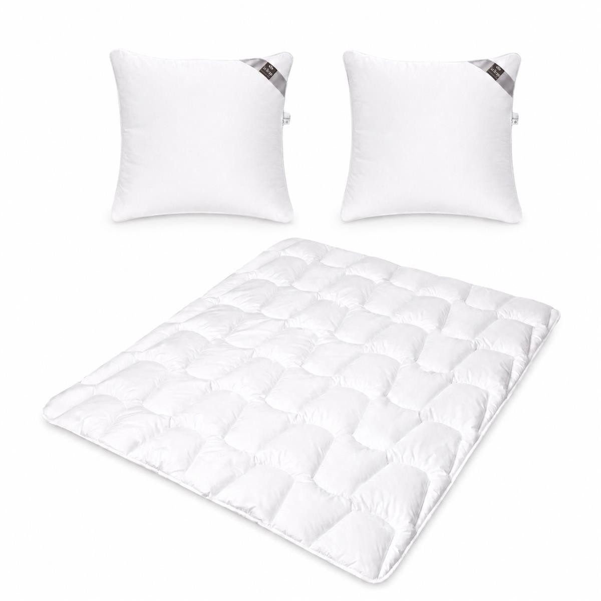 SEI Design Microfaserbettdecke SWAN de Luxe Winterset Bettdecke 200x220 + 2x Kopfkissen 80x80, Füllung: Mikrofaser daunenähnliches Gefühl, Bett-Set 3-Tlg.: Winter Bettdecke 200x220 + 2X Kopfkissen 80x80