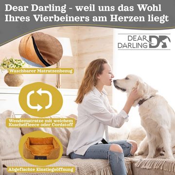 Dear Darling Tierbett DD-04 Luxus Hundebett Katzenbett mit Memoryschaum Matratze, Wendematratze mit weichem Kuschelfleece und Cordstoff
