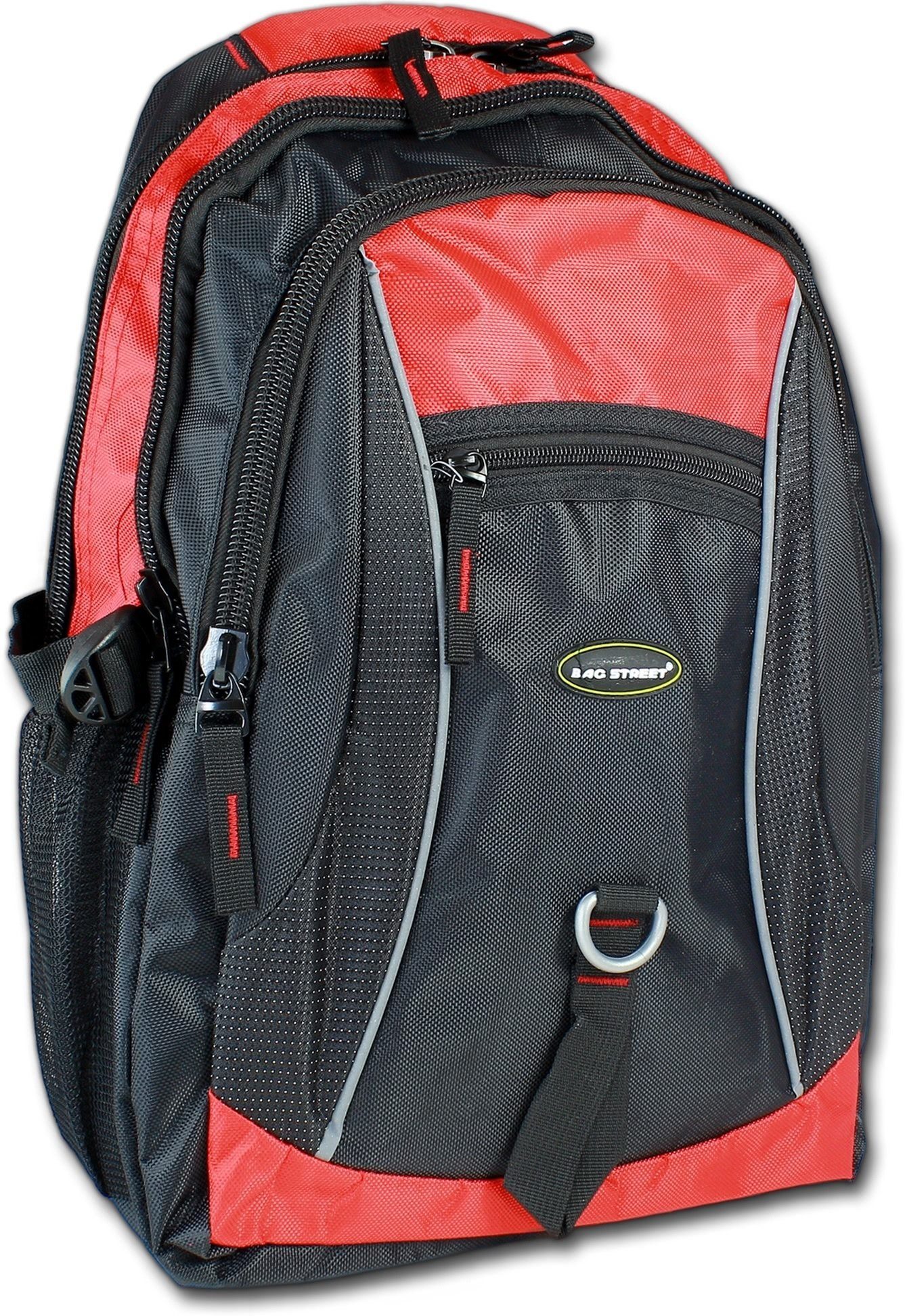 Damen, Herren Rucksack STREET (Freizeitrucksack, Nylon ca. Sportrucksack, 3 Freizeitrucksack Sportrucksack Größe Bag Street Freizeitrucksack), BAG Jugend Damen schwarz/rot,