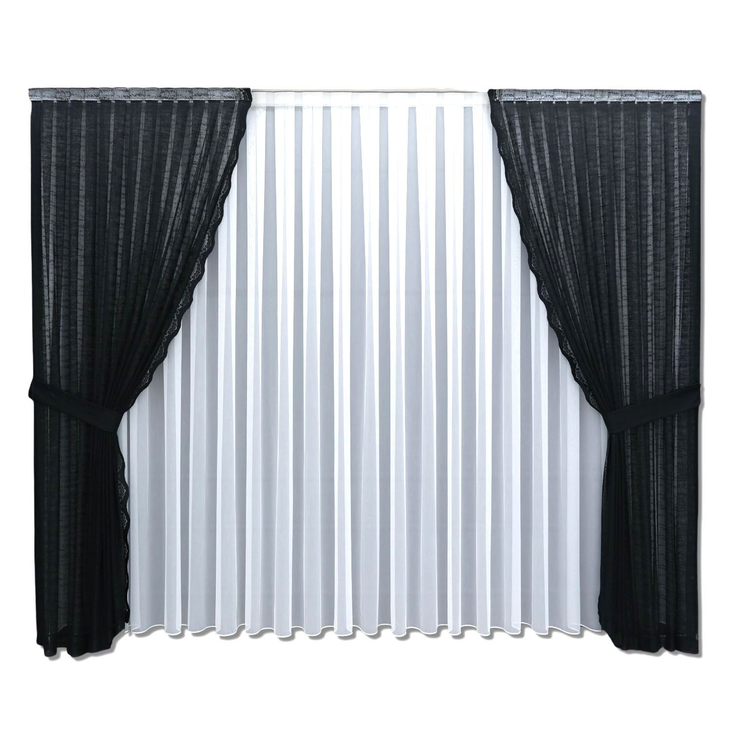 Gardinen by Justyna Gardine Schwarze Gardine Komplett Set, Kräuselband, tra günstig online kaufen