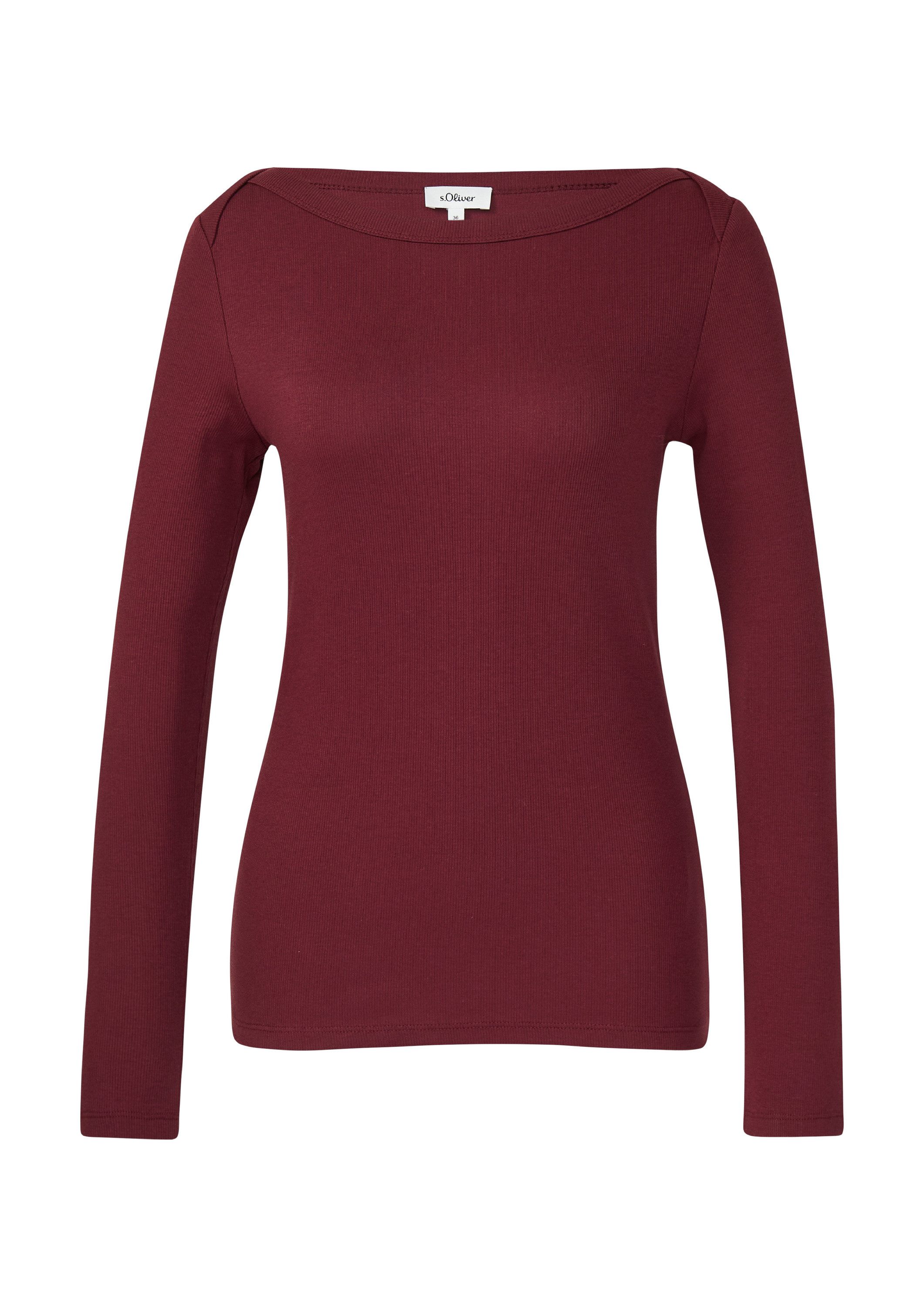 s.Oliver Langarmshirt T-Shirt Geripptes Langarmshirt mit U-Boot-Ausschnitt günstig online kaufen
