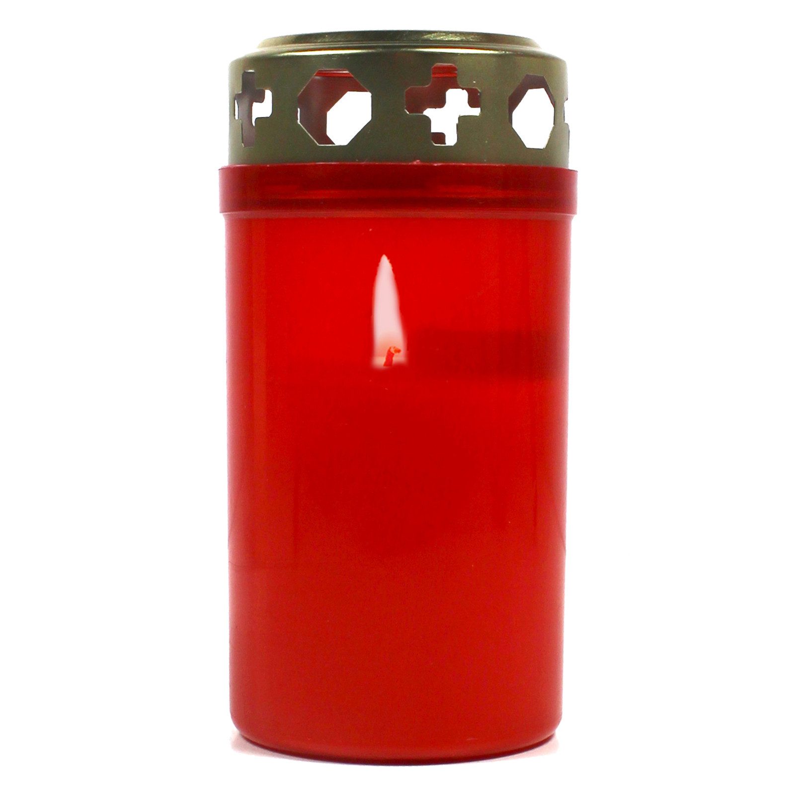 Candelo Grabkerze 4er Set Premium Grabkerzen mit Deckel - Rot Tagebrenner 54 Std (4er Set, 4-tlg), Trauerlicht Gedenk für Friedhof - Friedhofskerze Grablicht Brenner