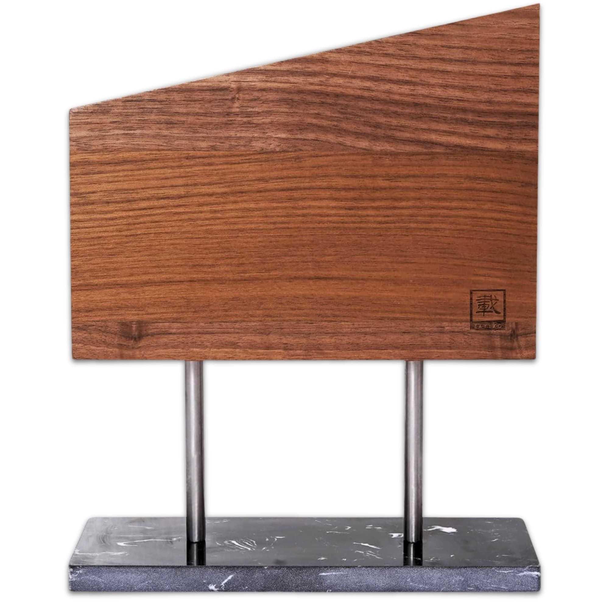 ZAYIKO Magnet-Messerblock Design, beidseitig magnetisch, Nussbaumholz mit Steinsockel