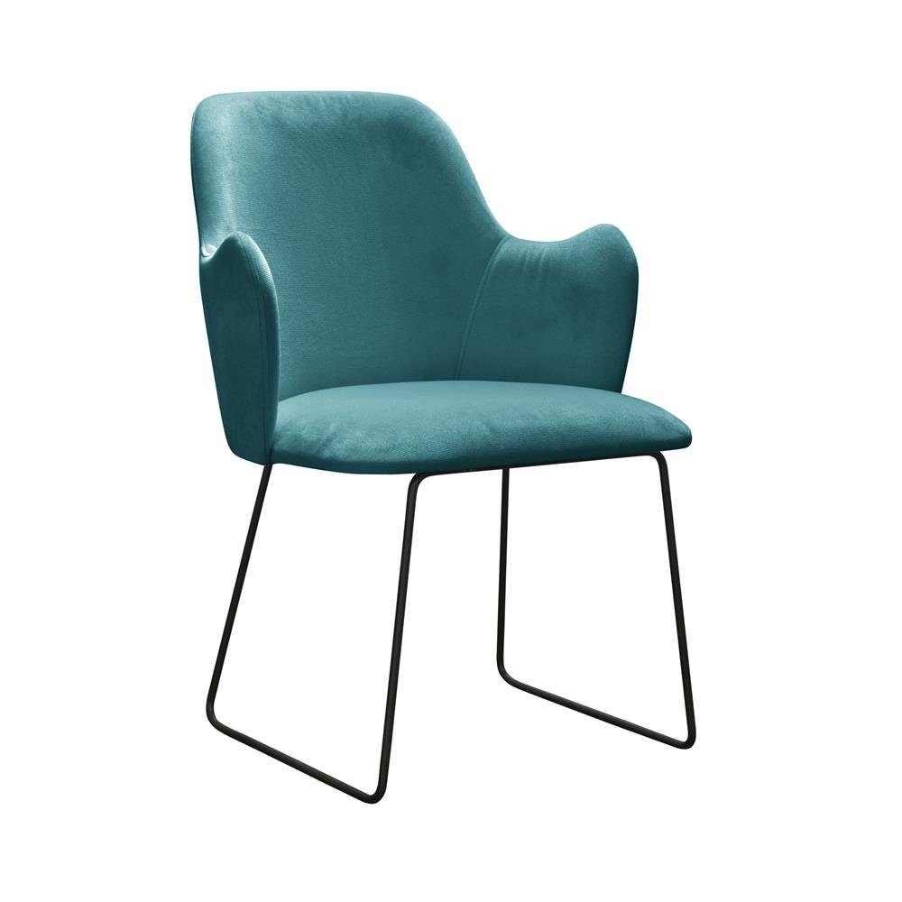 JVmoebel Stuhl, Design Stühle Stuhl Sitz Praxis Ess Zimmer Textil Stoff Polster Warte Kanzlei Türkis