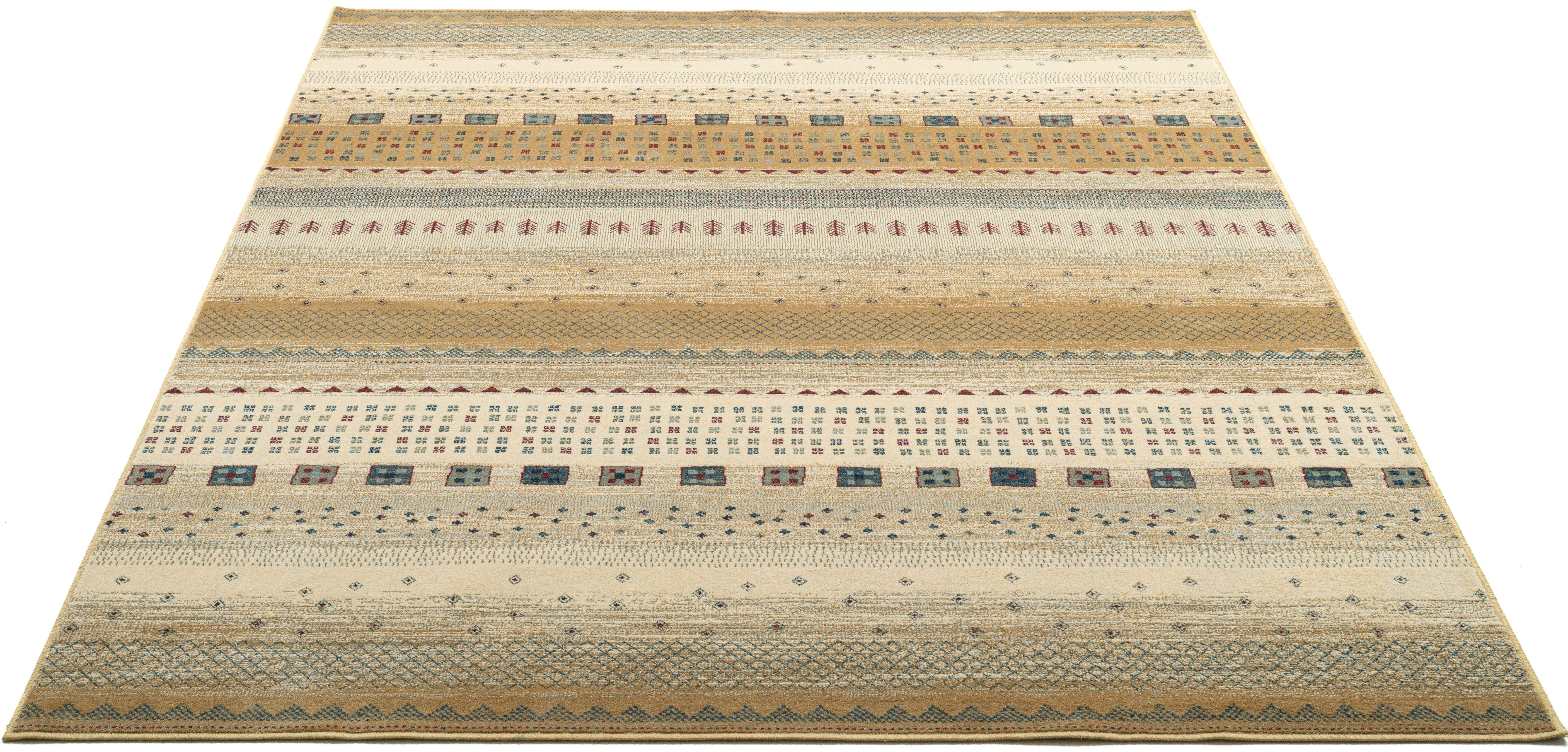 Teppich Cherina GF-132, Gino Falcone, rechteckig, Höhe: 8 mm, Ethno Design,  gestreift, leichter Glanz, 100 % Viskose, Wohnzimmer