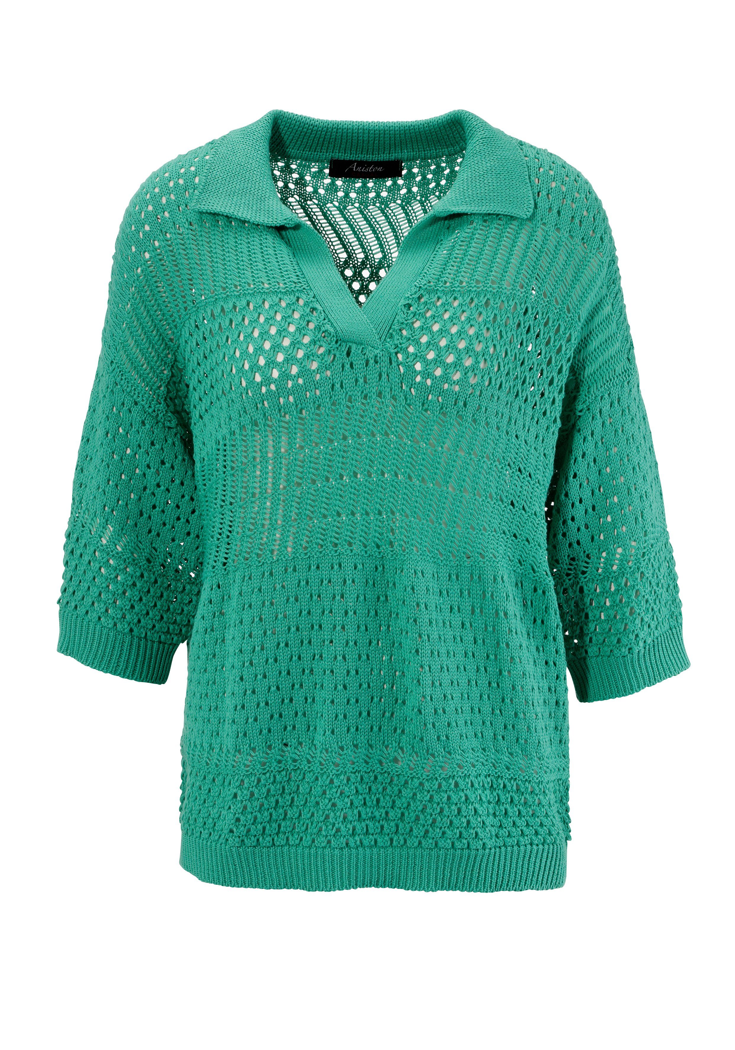 NEUE KOLLEKTION grün Ajour-Mustermix - Strickpullover CASUAL im trendigem Aniston