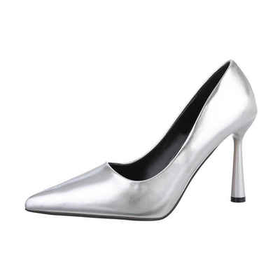 Ital-Design Damen Abendschuhe Elegant High-Heel-Pumps Pfennig-/Stilettoabsatz High Heel Pumps in Silber