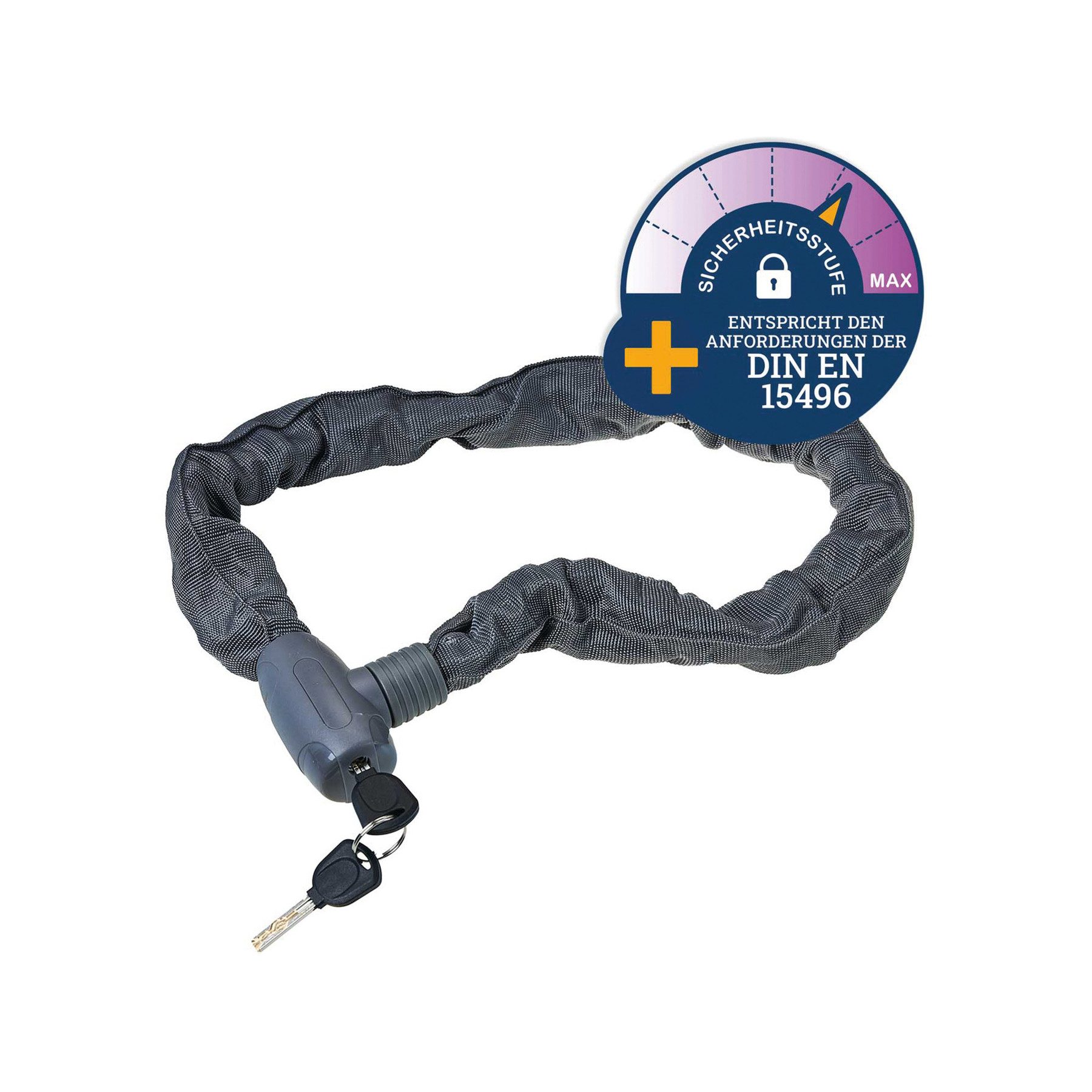 Filmer Kettenschloss FILMER Fahrrad-Kettenschloss 49412, 100/9, grau