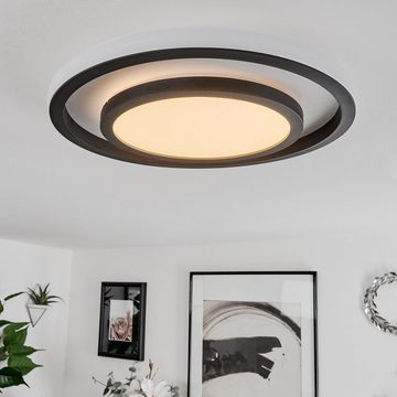 hofstein Deckenleuchte »Candoglia« Deckenlampe aus Metall/Kunststoff in Schwarz/Weiß, 6500 Kelvin, dimmbar, Farbwechsel, Fernbedienung, RGB LED Lichteffekt, Nachtlicht