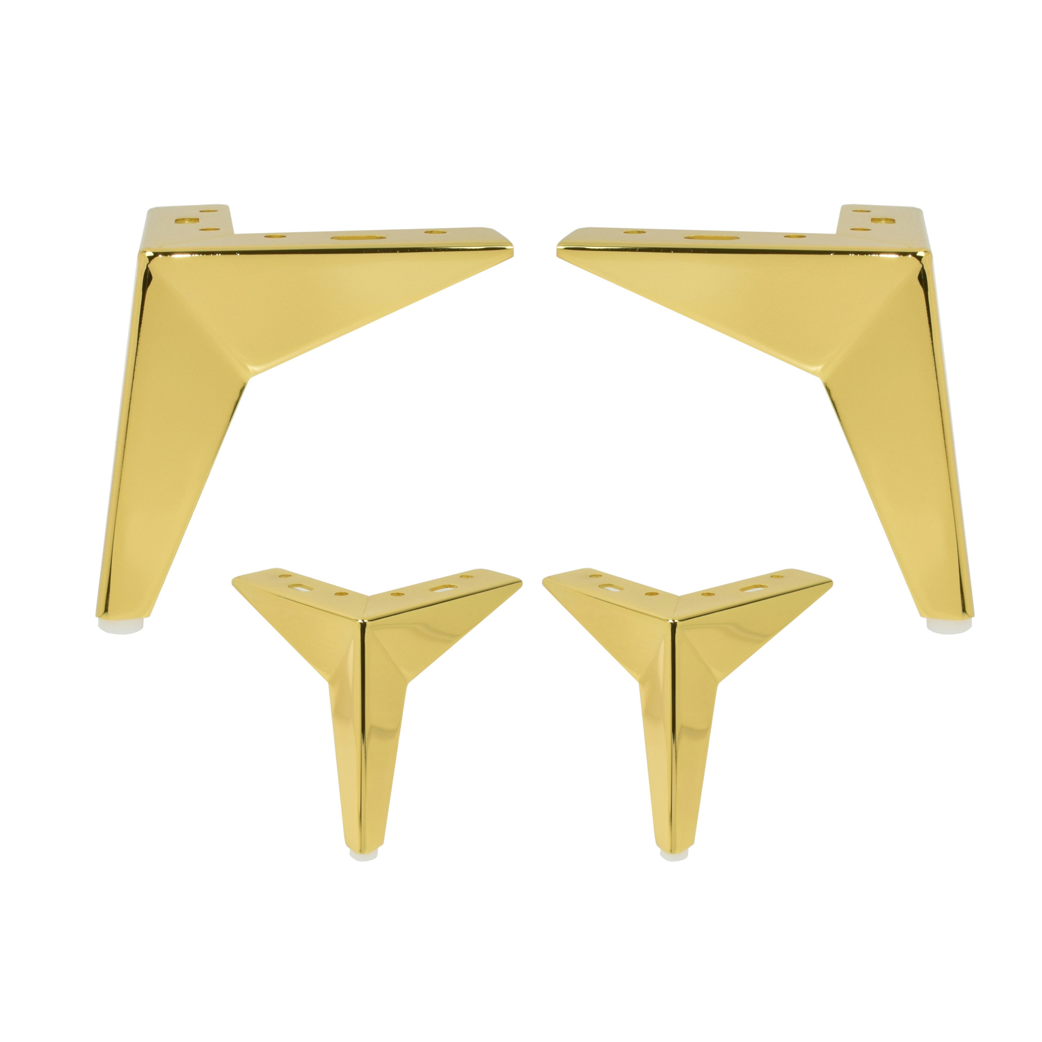 Prima-Online Möbelfuß Möbelfuß Gold 135mm Metall - Schrankfuß Sofafuß V-Form Design SL027, (4-St), Inklusive Bodenschonern, stabile V-Form, modernes Design – Bild 5 von 5