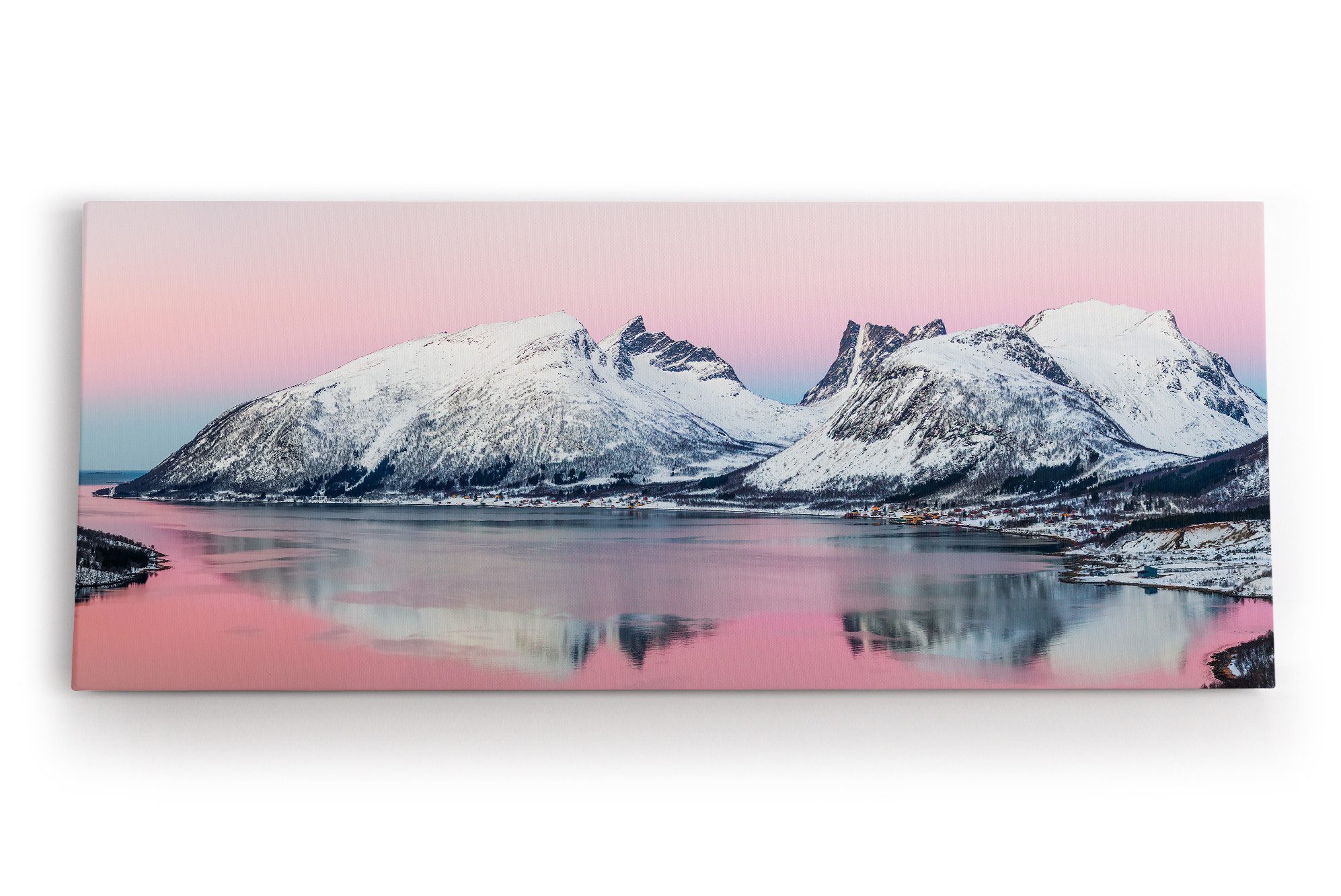 Leinwandbild Norwegen Berge Schnee Meer Winter Landschaft