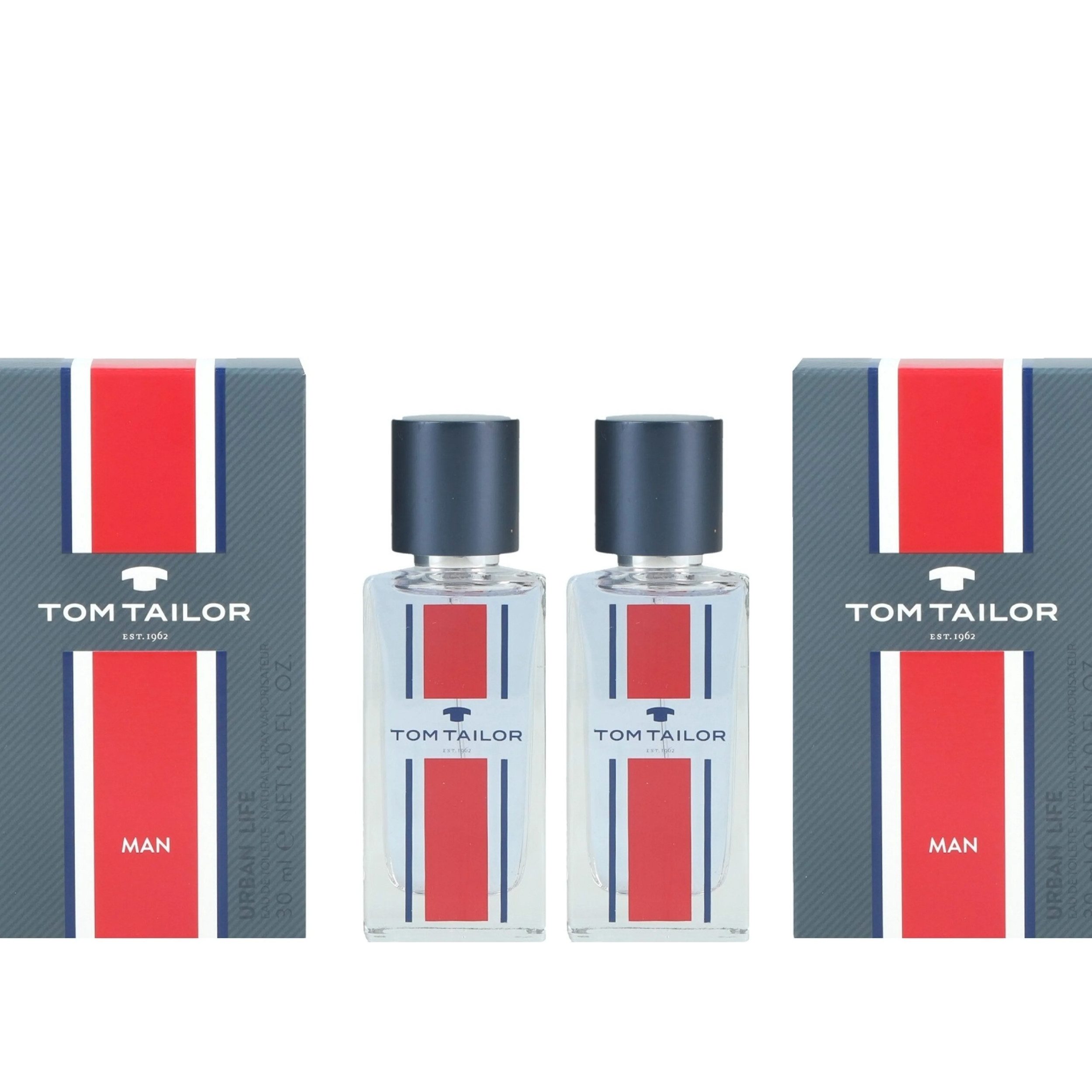 TOM TAILOR Eau de Toilette Urban Life Man 2×30 ml, 2-tlg., Doppelpack Herren-Duft – frisch & ideal für unterwegs