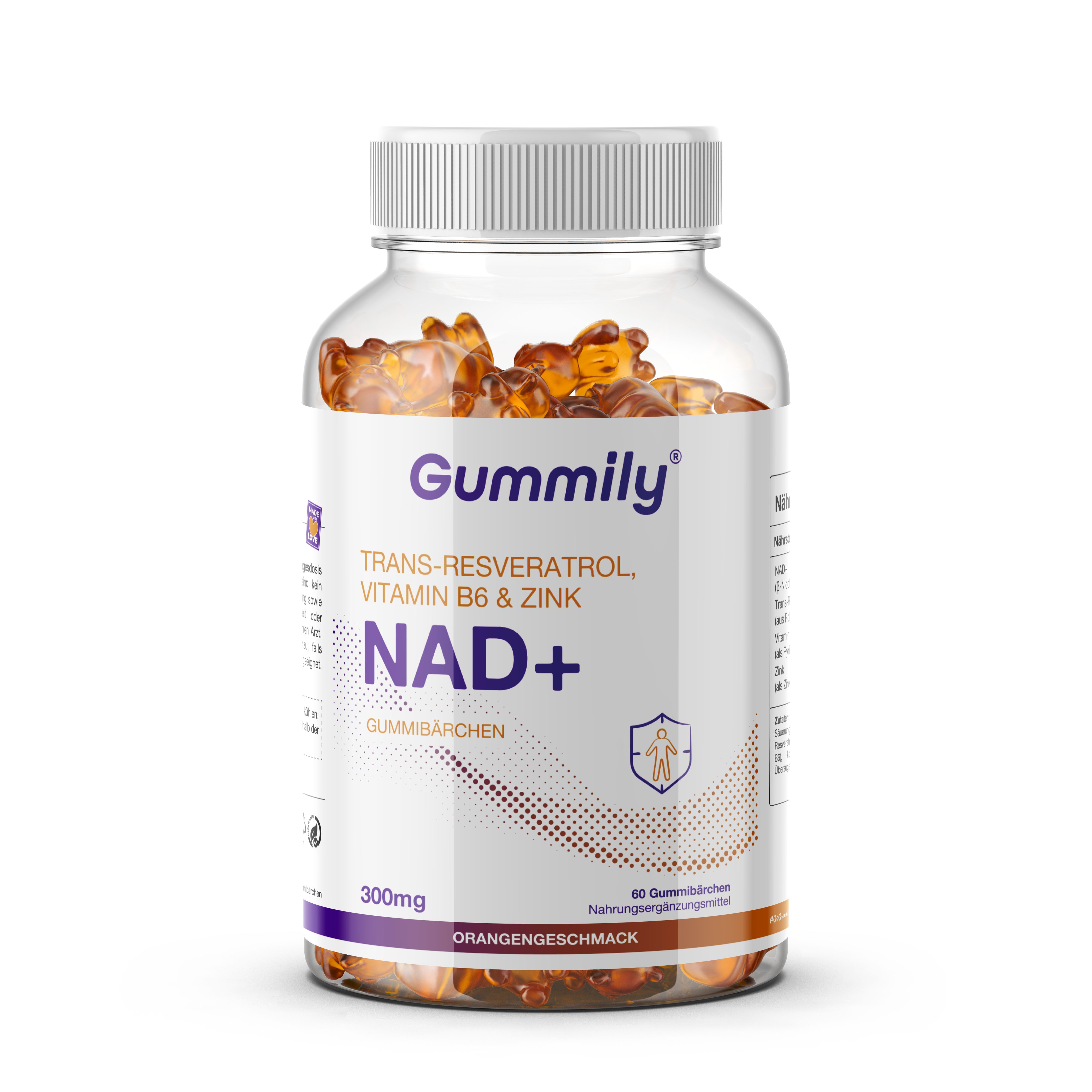 Gummily® NAD+ mit Trans-Resveratrol, Vitamin B6 & Zink (60 Stück) Gummibärchen, 180 g