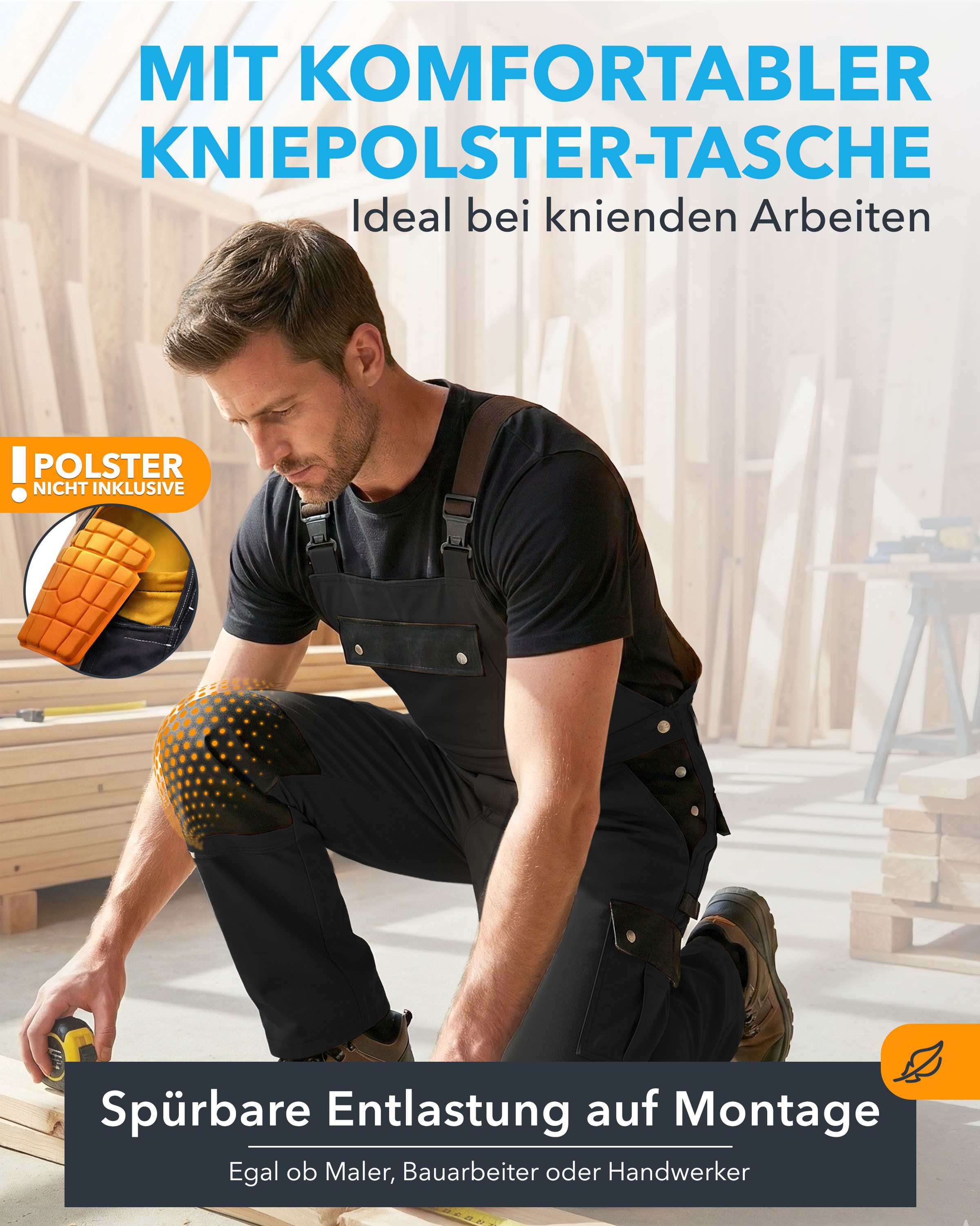 TMG International Arbeitslatzhose Latzhose Arbeitshose Cargohose Overall Blaumann