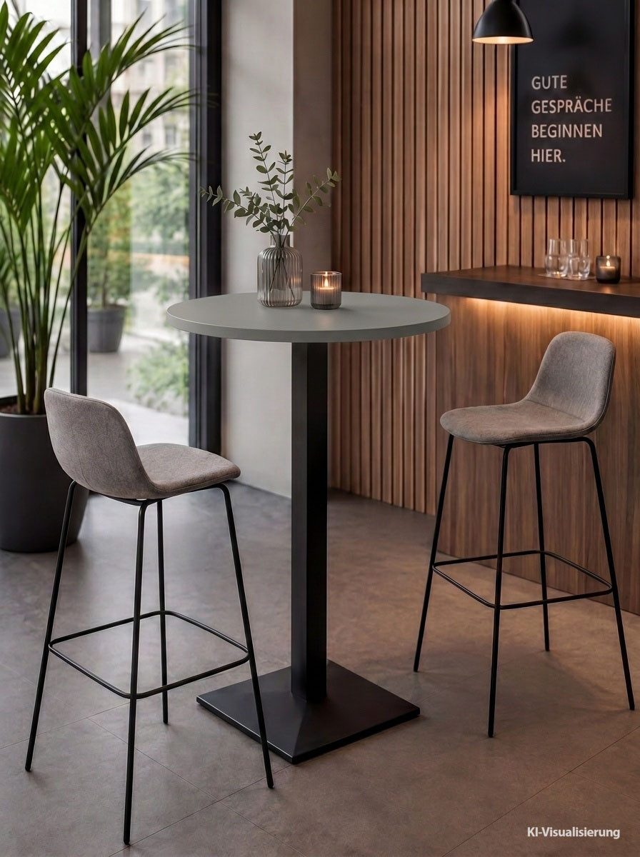 Mäusbacher Bistrotisch Big Bistro Metall, Quadrat-Säulengestell, runde Platte Ø 70 cm x H 105 cm