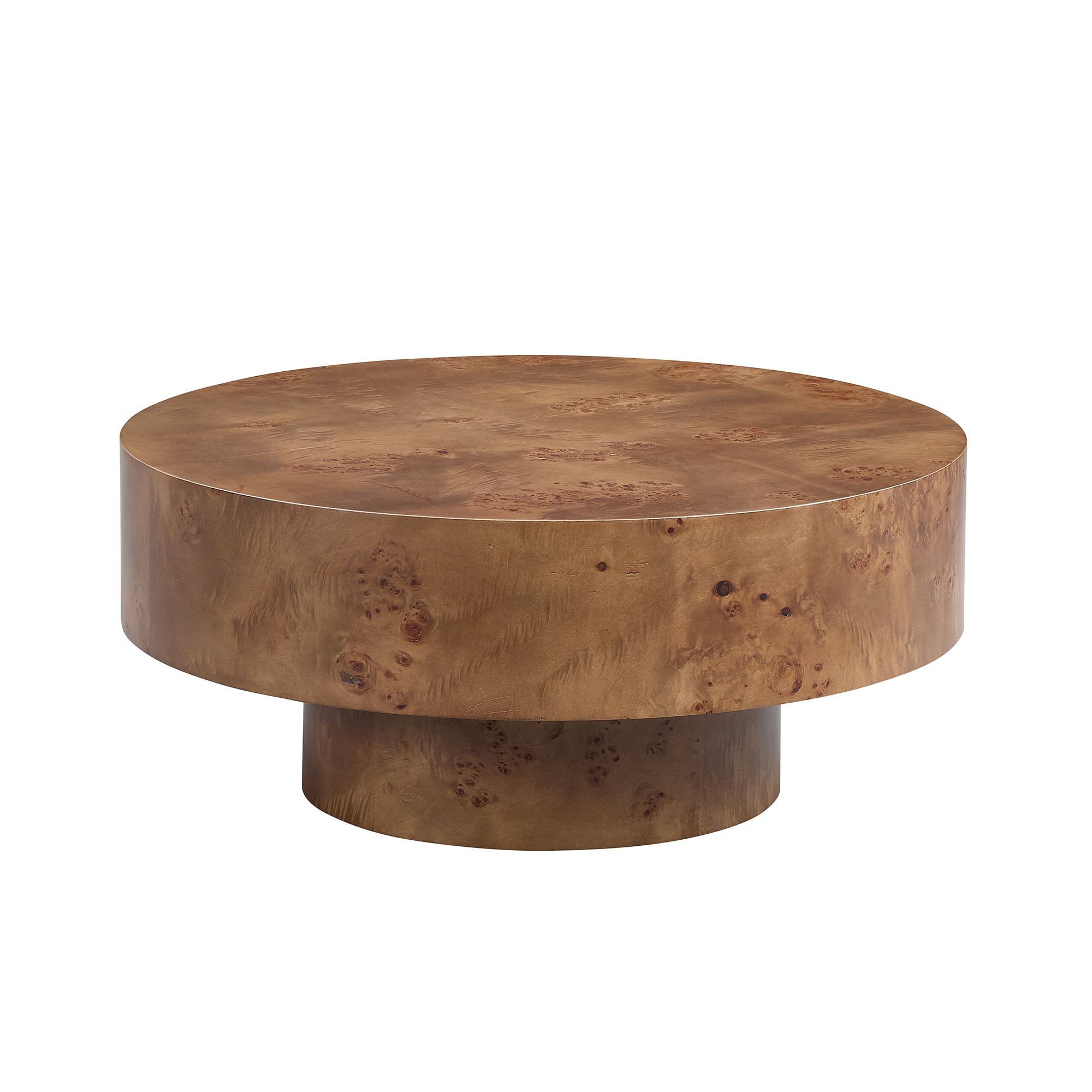 WILLIAMSPACE Couchtisch Benno Runder Couchtisch mit Burl Furnier-Minimalistischer Couchtisch (1 St), Maße ca.: B80 x T80 x H35 cm