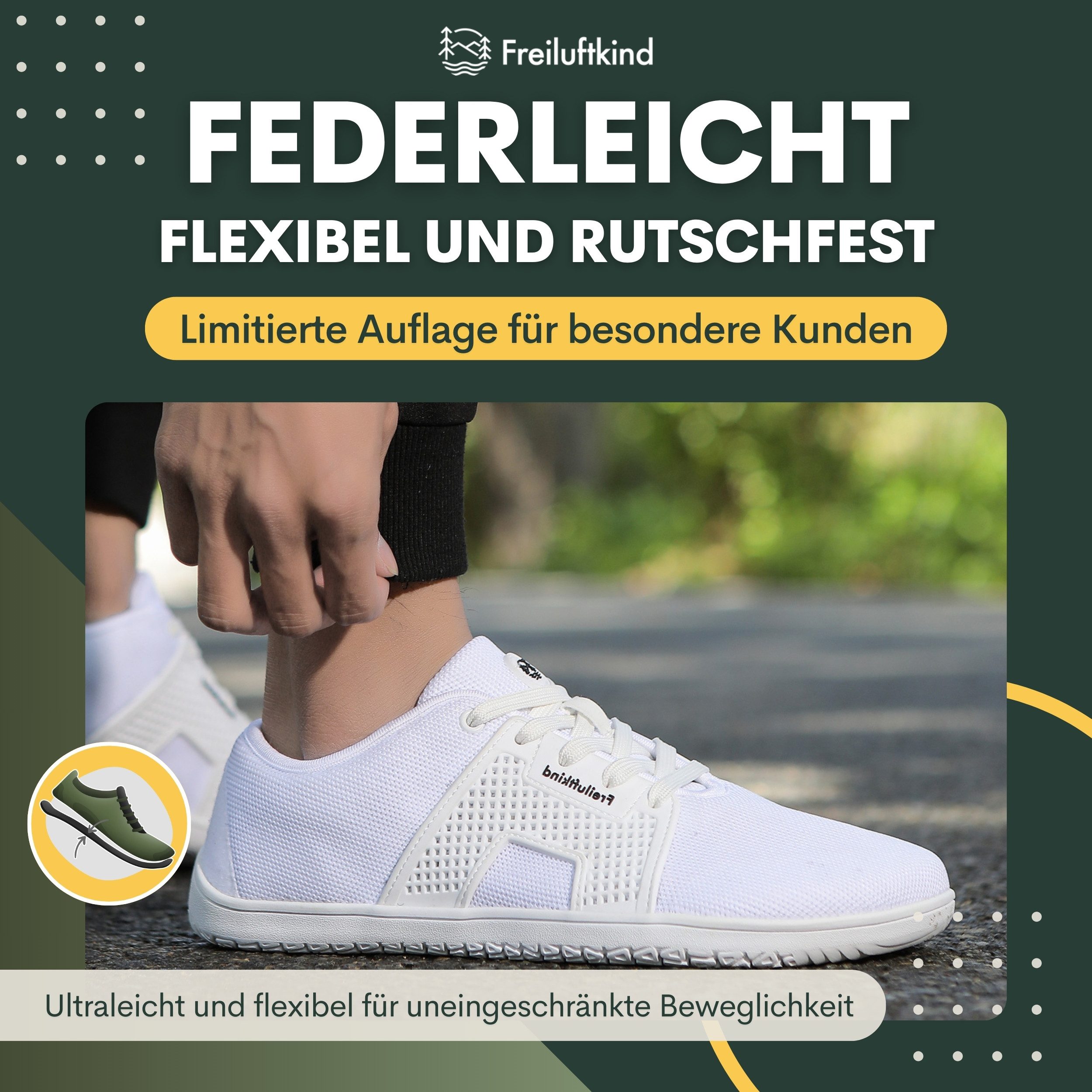 Freiluftkind Hokkaido – gesunde Barfußschuhe Sneaker - Entlastung für Gelenke Sneaker