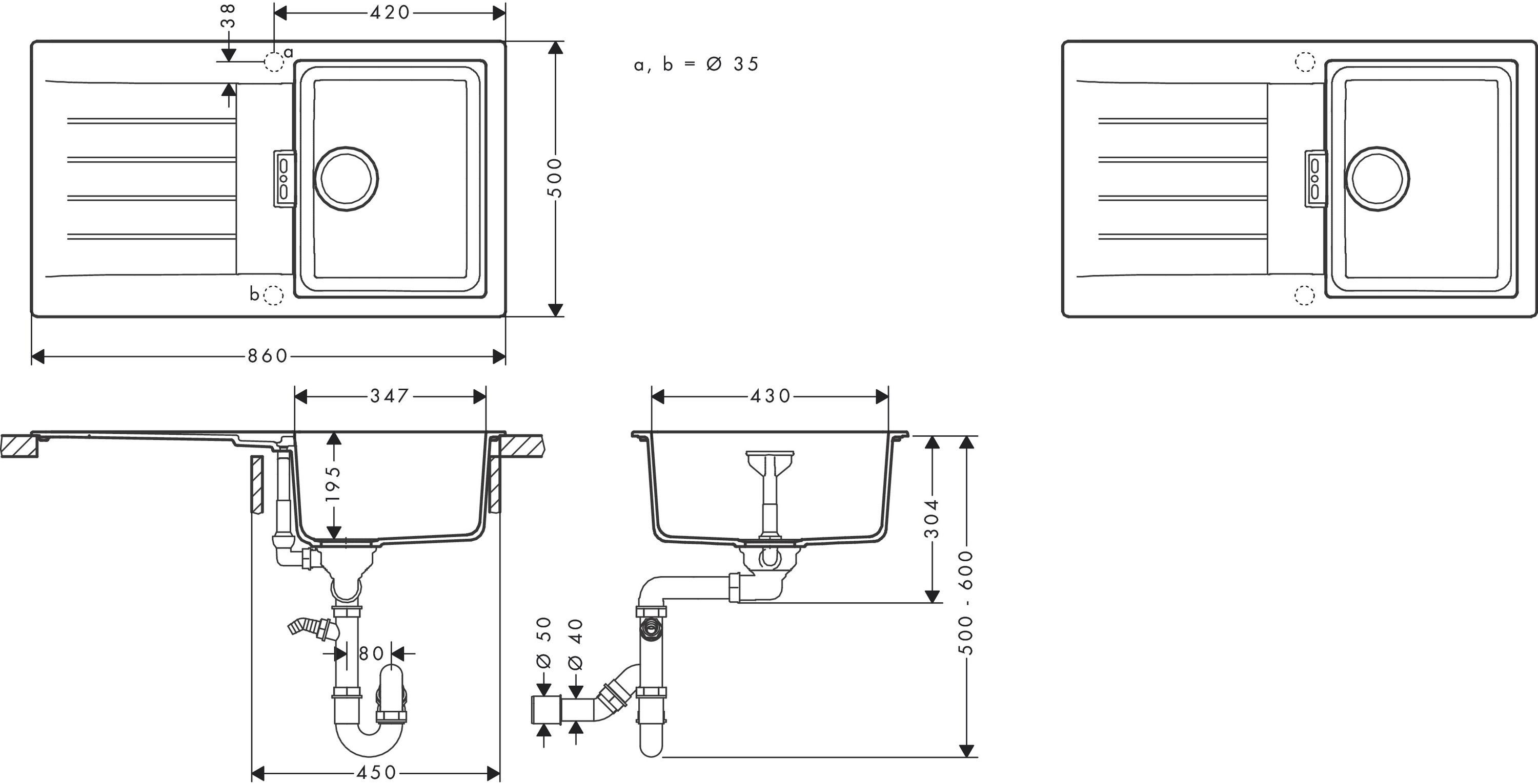 hansgrohe Einbauspüle S52 S520-F345 Einbauspüle & günstig online kaufen