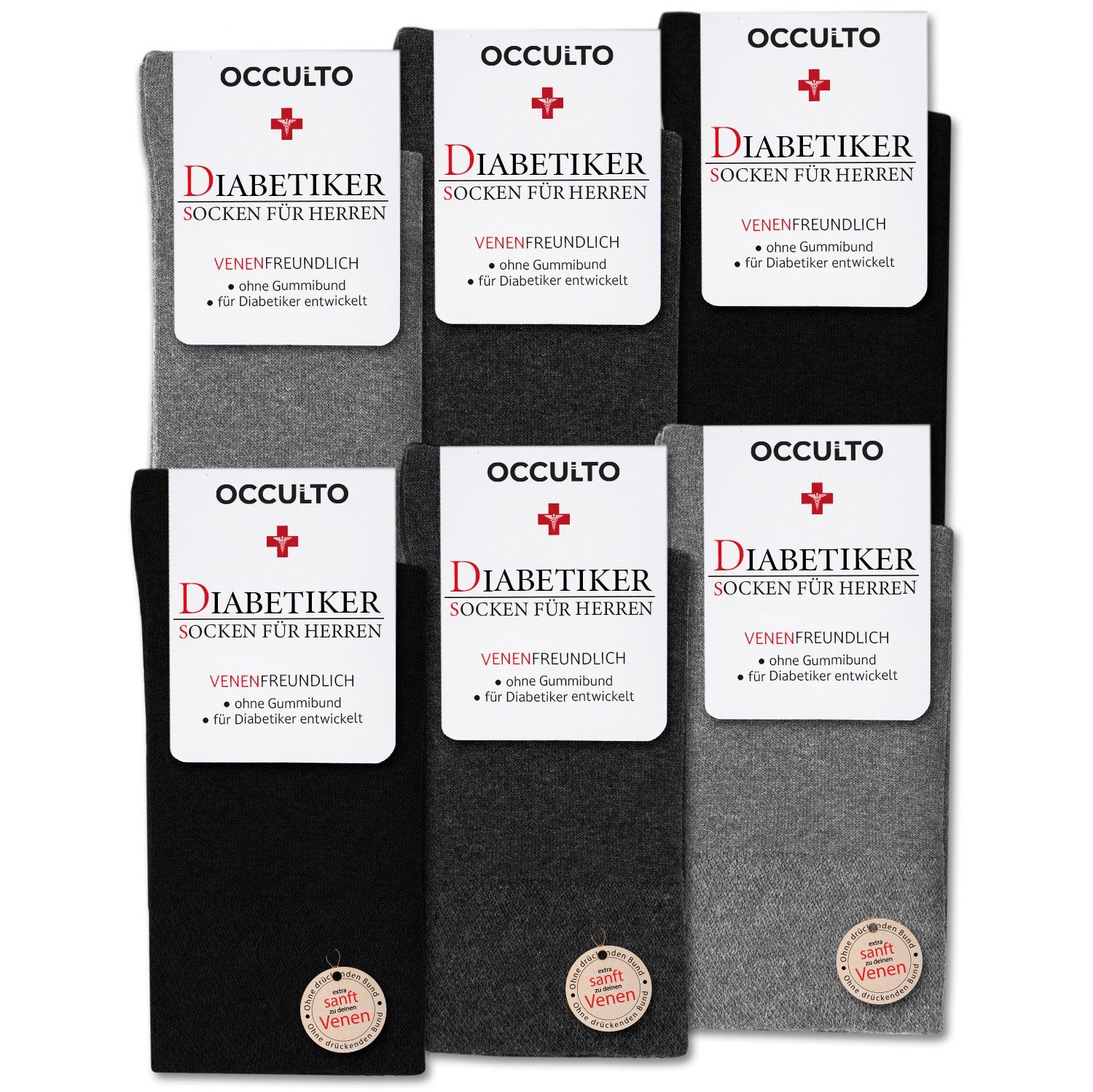 OCCULTO Basicsocken Socken Herren ohne Naht ohne Gummibund 6er Pack (Modell günstig online kaufen