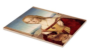 Posterlounge Holzbild Raffael, Dame mit Einhorn, Malerei