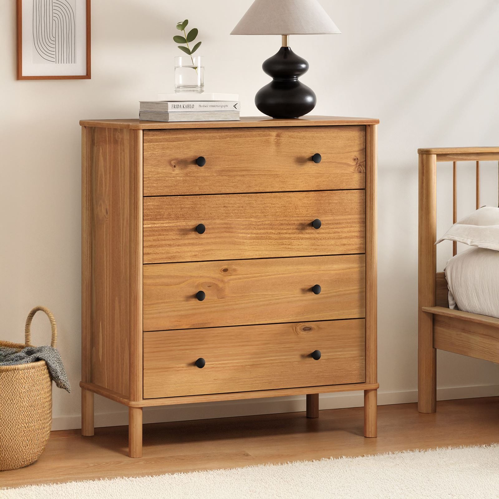 IDIMEX Kommode APOANA, Schlafzimmer Kommode mit Schubladen aus Massivholz Eiche Finish