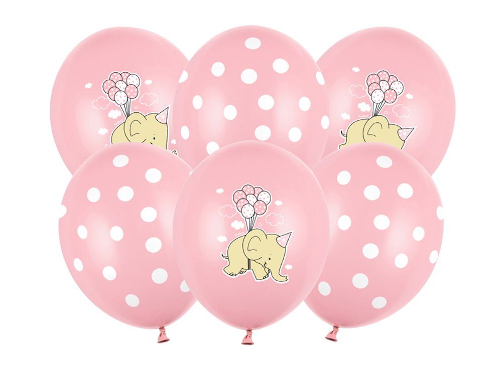 partydeco Latexballon 6 Latexballons - Baby Elefant rosa - 30cm