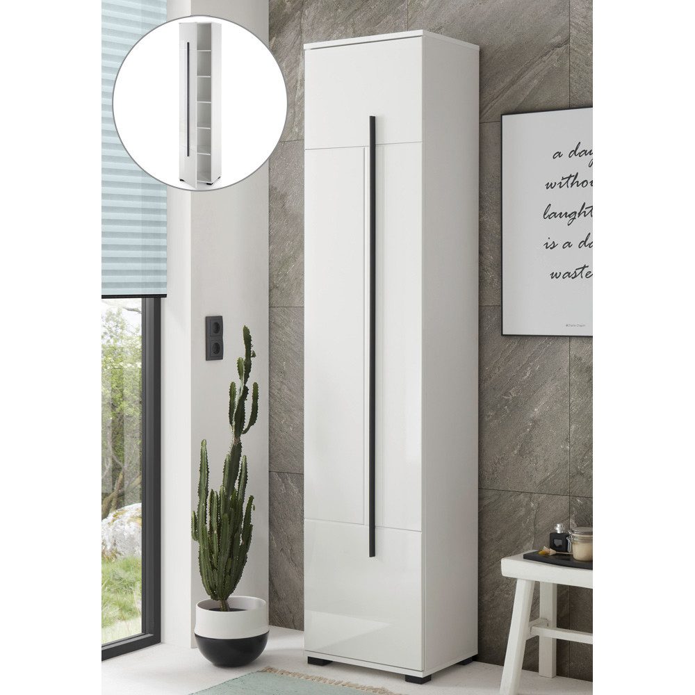 Lomadox Hochschrank CHARLESTON-61 Badezimmer in Hochglanz weiß, B/H/T: ca. günstig online kaufen