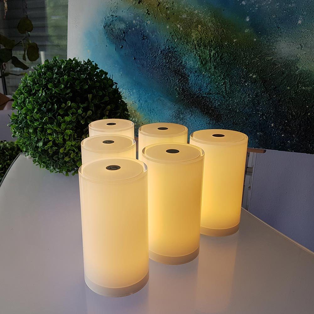 LichtTrend LED Gartenleuchte »6er Set AkkuLEDTischlampen Tub mit App