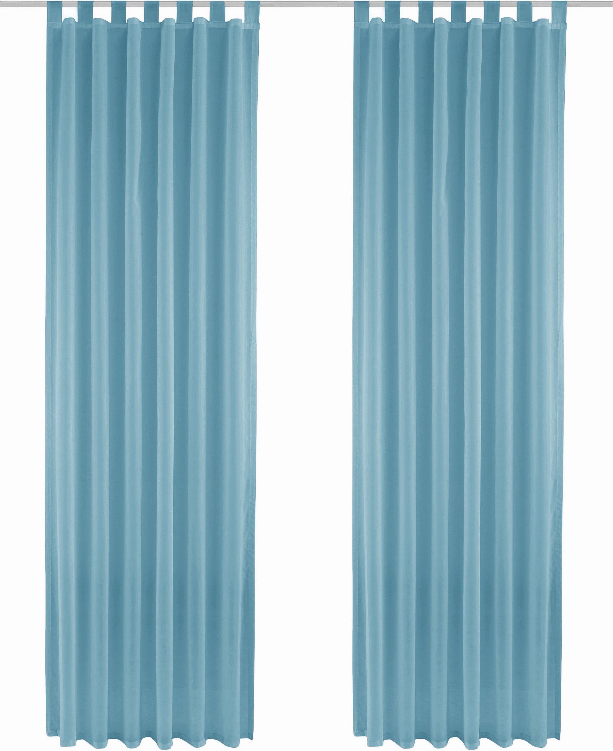 Gardine XANA, home, (1 Polyester, blau my Voile, St), pflegeleicht 1 einfarbig, Schal, transparent, transparent, Schlaufen