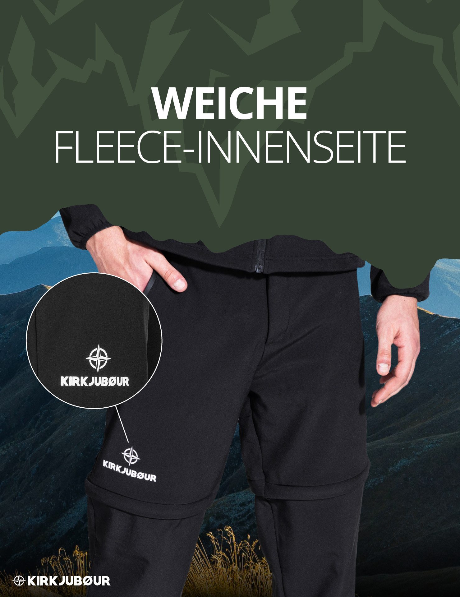 KIRKJUBOUR Trekkinghose Zip Off