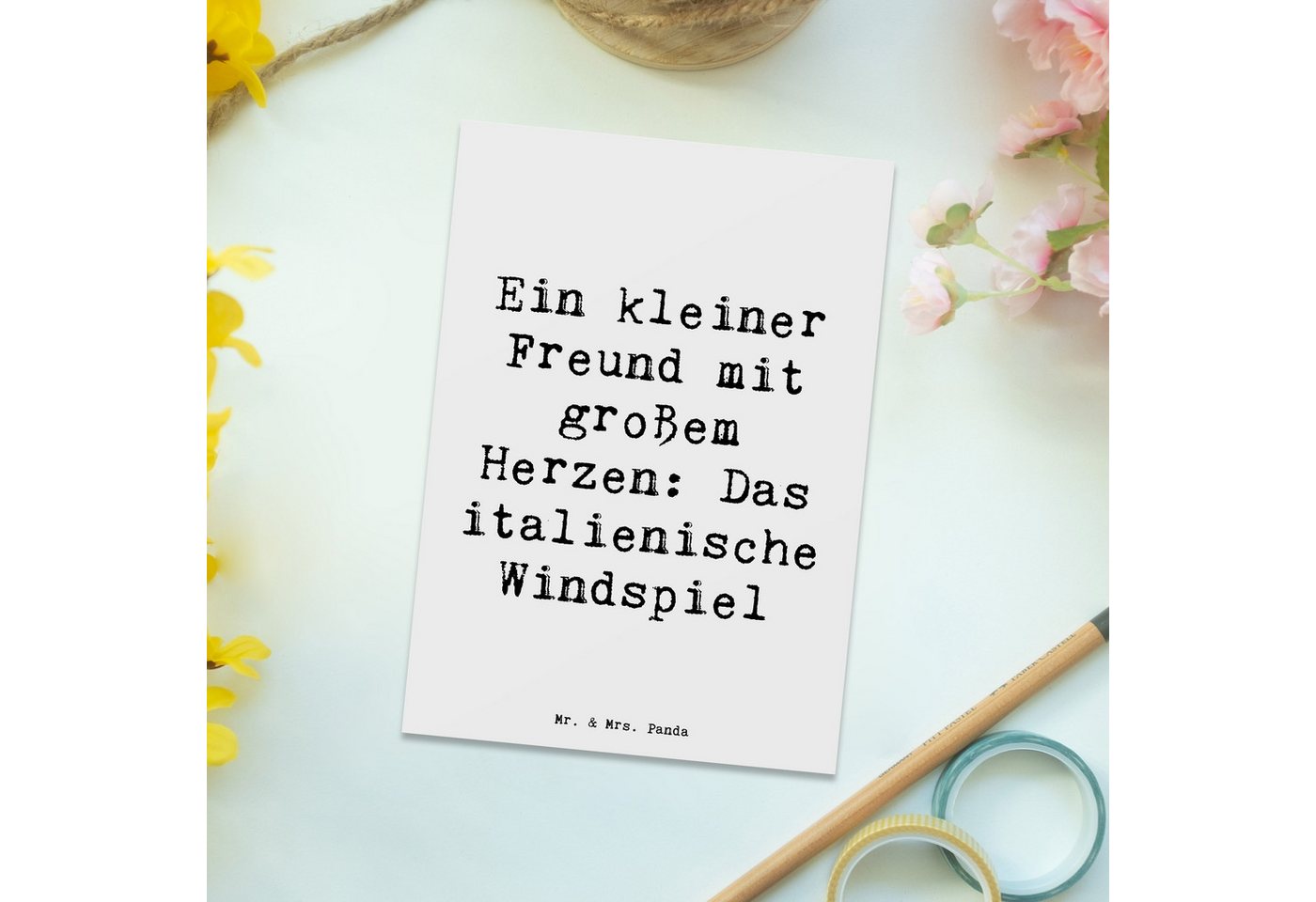 Thumbnail - Mr. & Mrs. Panda Postkarte Spruch Italienisches Windspiel - Weiß - Geschenk, charmant, Ansichtsk