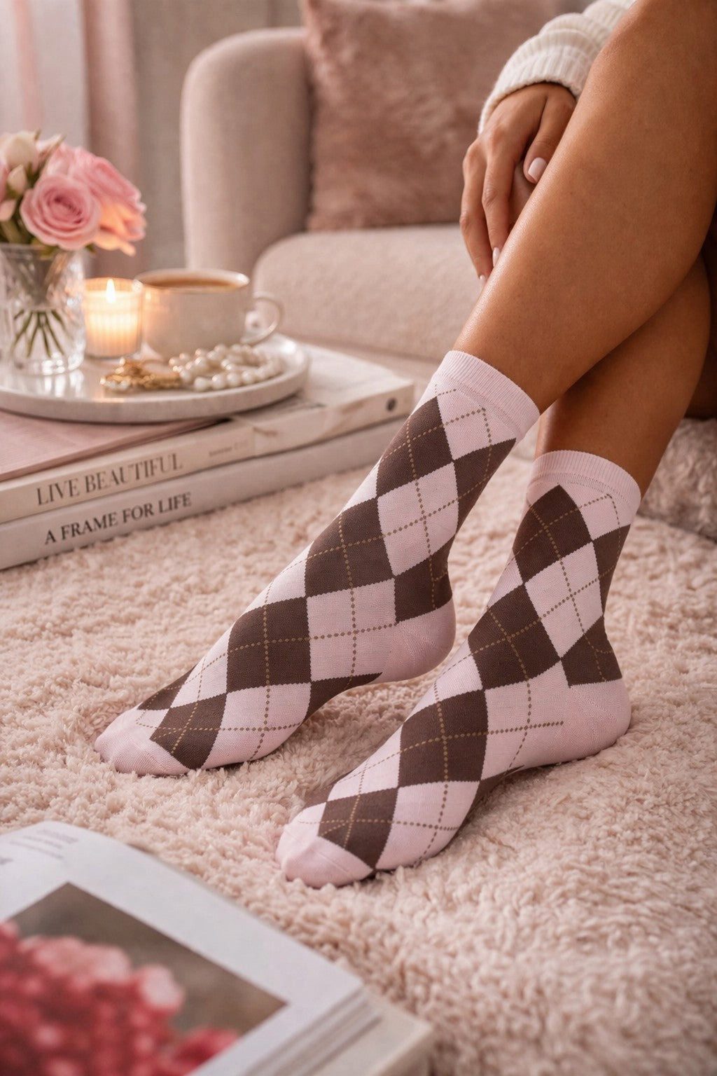 Lycille Socken Damen Karosocken 37–41 – Baumwolle, Bequem, Kariert, Stylische Socken